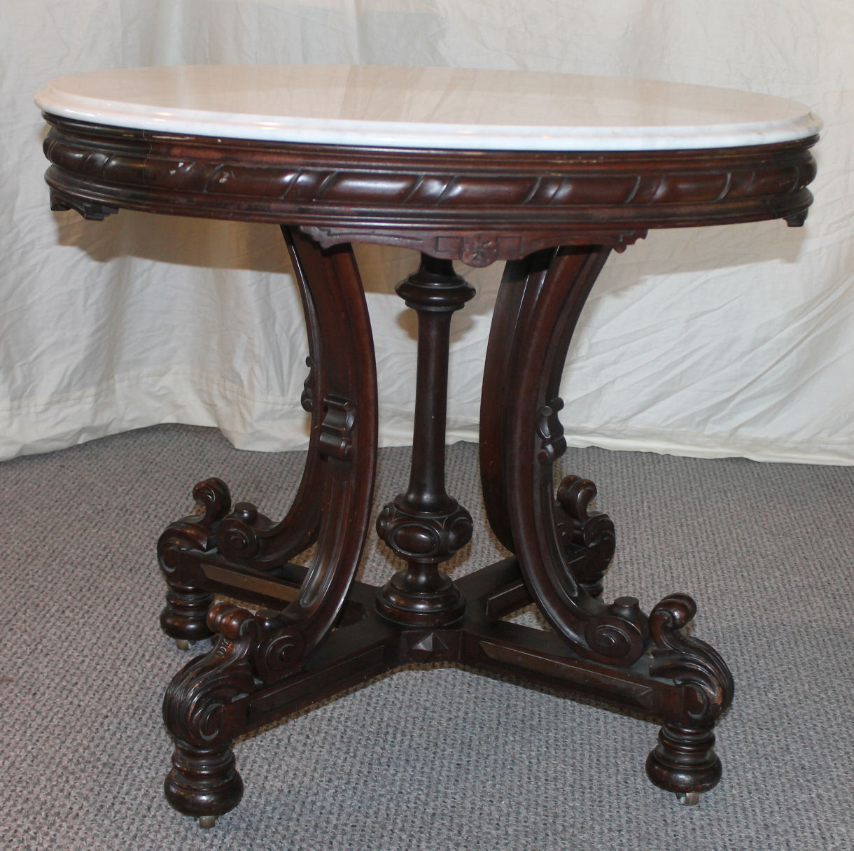 marble table oval parlor walnut victorian furniture john bargainjohn