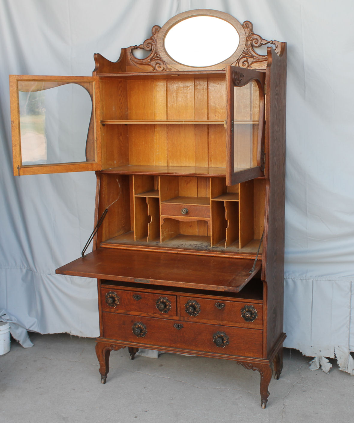 Bargain John S Antiques Antique Oak Secretary Bookcase