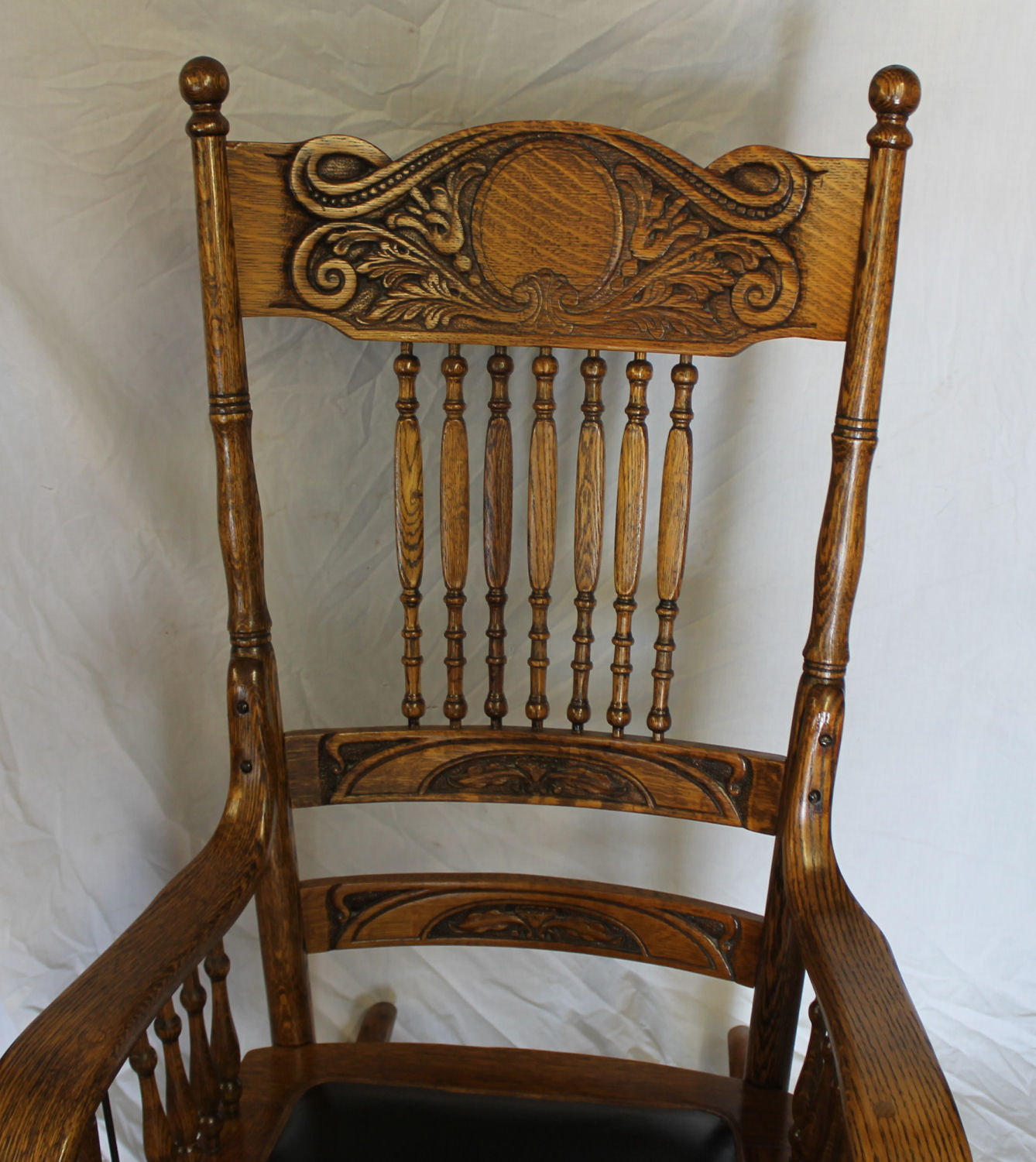 Bargain John's Antiques | Antique Oak Carved back Rocking Chair