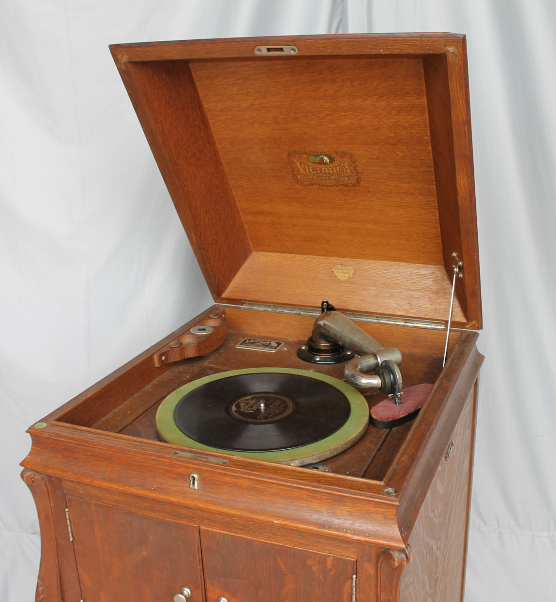 1950s oak record player shelf