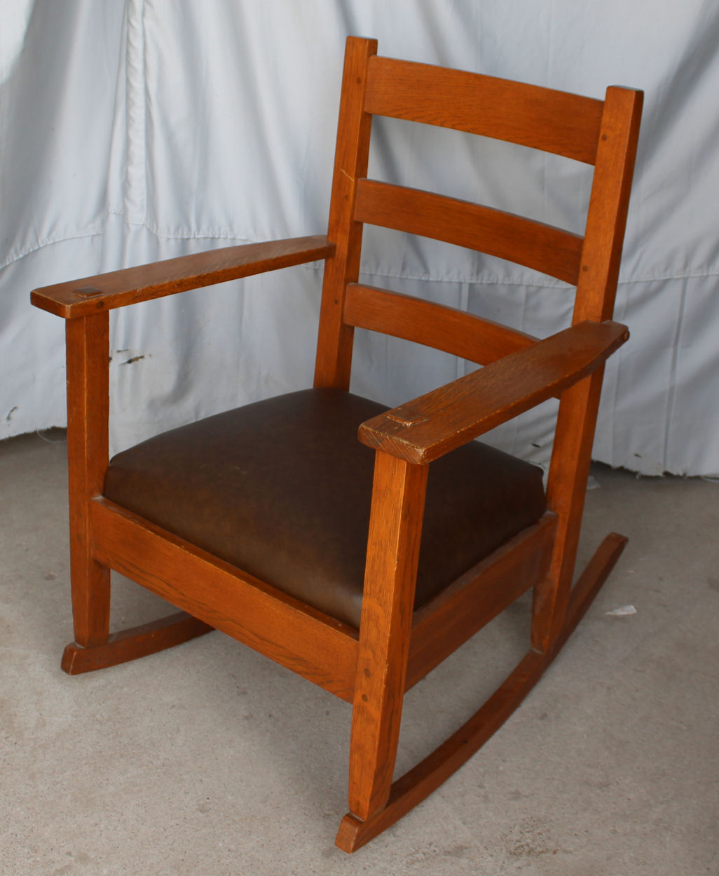 Bargain John S Antiques Antique, Antique Oak Rocking Chair Leather Seat