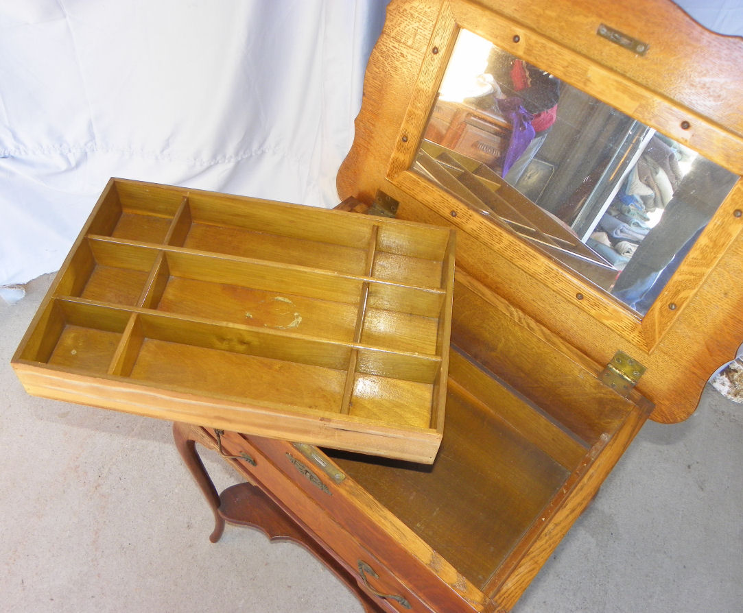 Bargain John's Antiques | Antique Oak Sewing Storage 