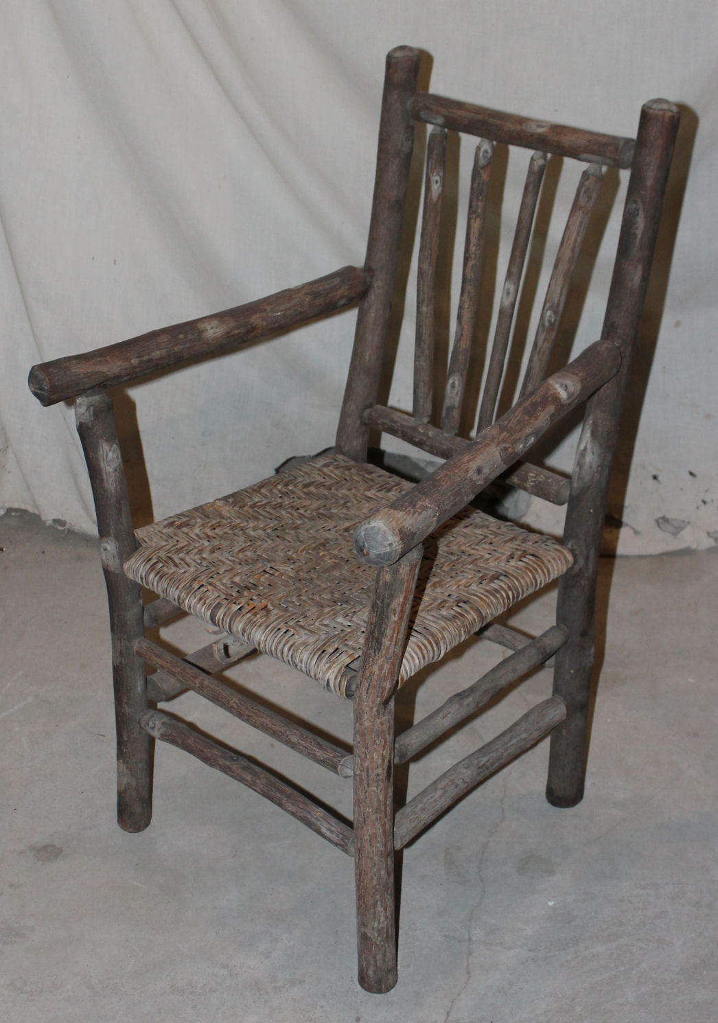 antique old hickory arm chair primitive folk art