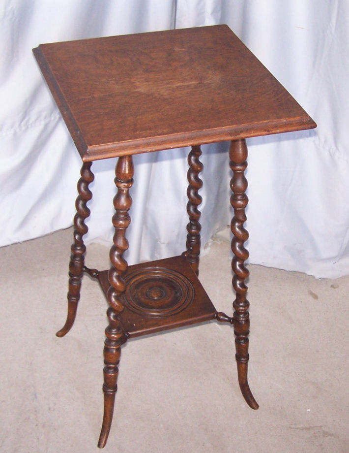 Bargain John's Antiques | Antique Oak Lamp or Small Table - With Barley ...