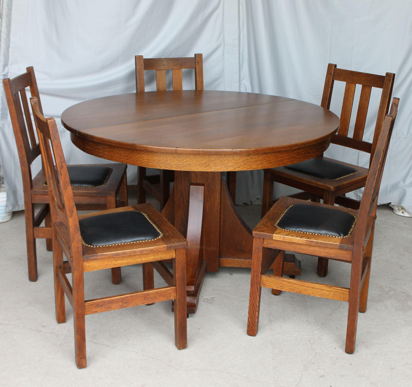 Mission Oak Antique Dining Set, Stickley Dining Room Table And Chairs Set