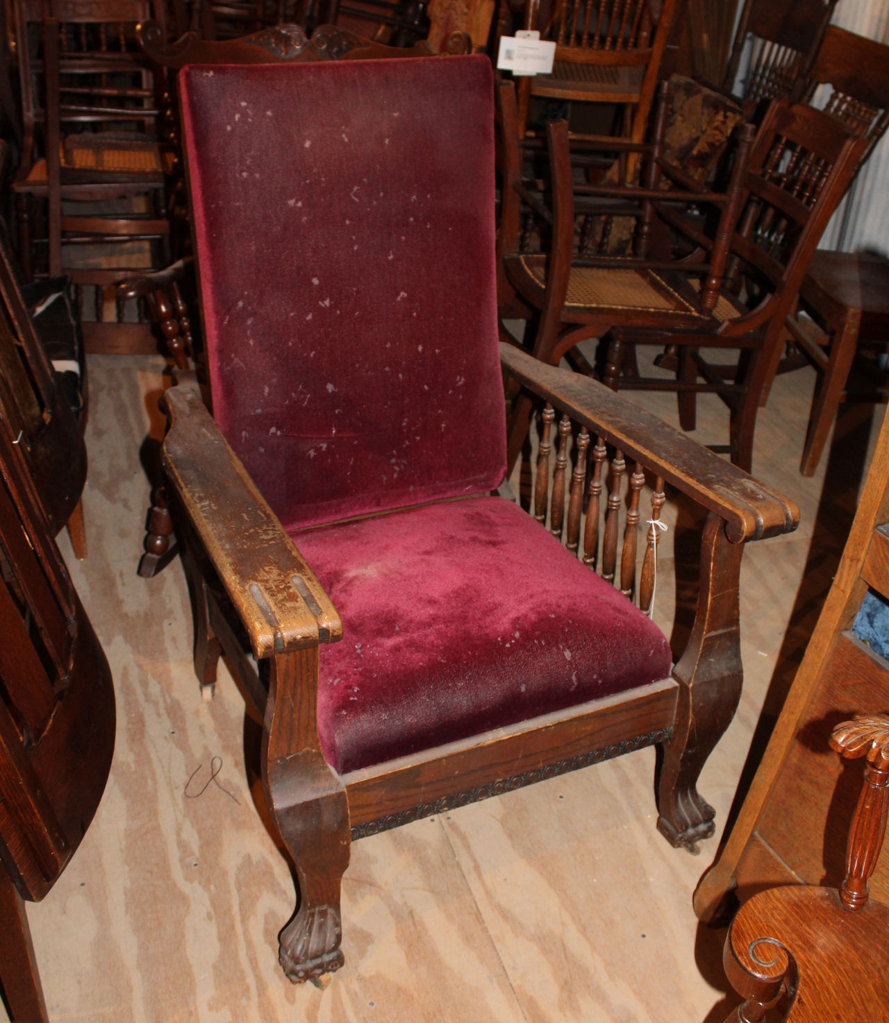 Bargain John's Antiques Antique Oak Morris Chair claw