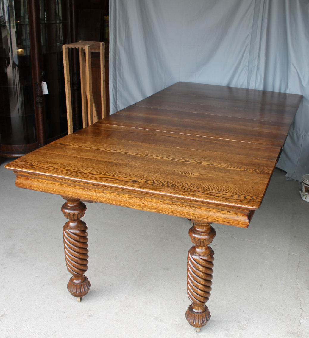 Bargain John's Antiques | Square Oak Dining Table - with 5 leaves