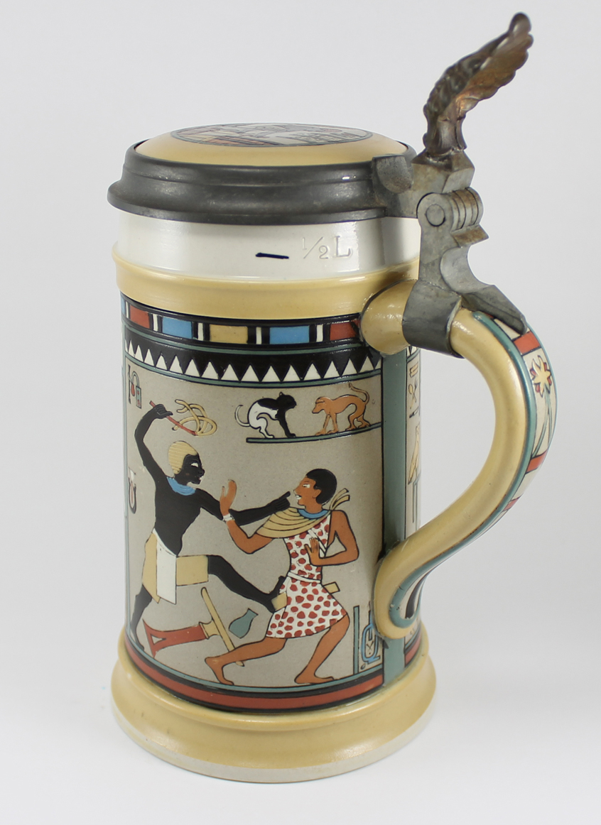 Mettlach Stein Number 2583 with Egyptian Hieroglyphic Symbols