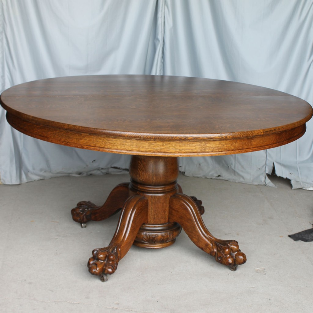 Bargain John's Antiques | Antique Round Oak Dining Table with 5