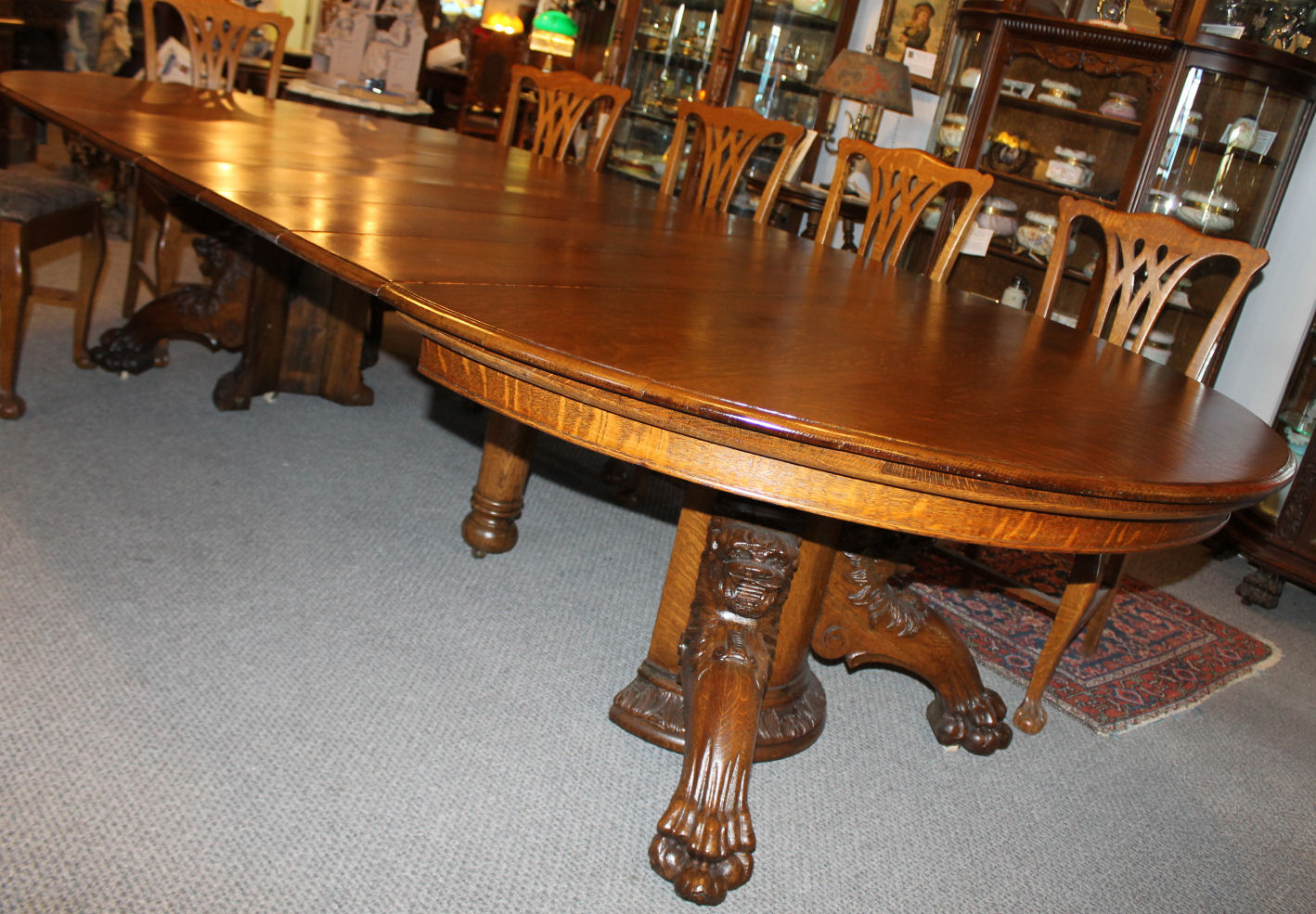 Bargain John's Antiques | Round Oak Dining Table - with carved lion