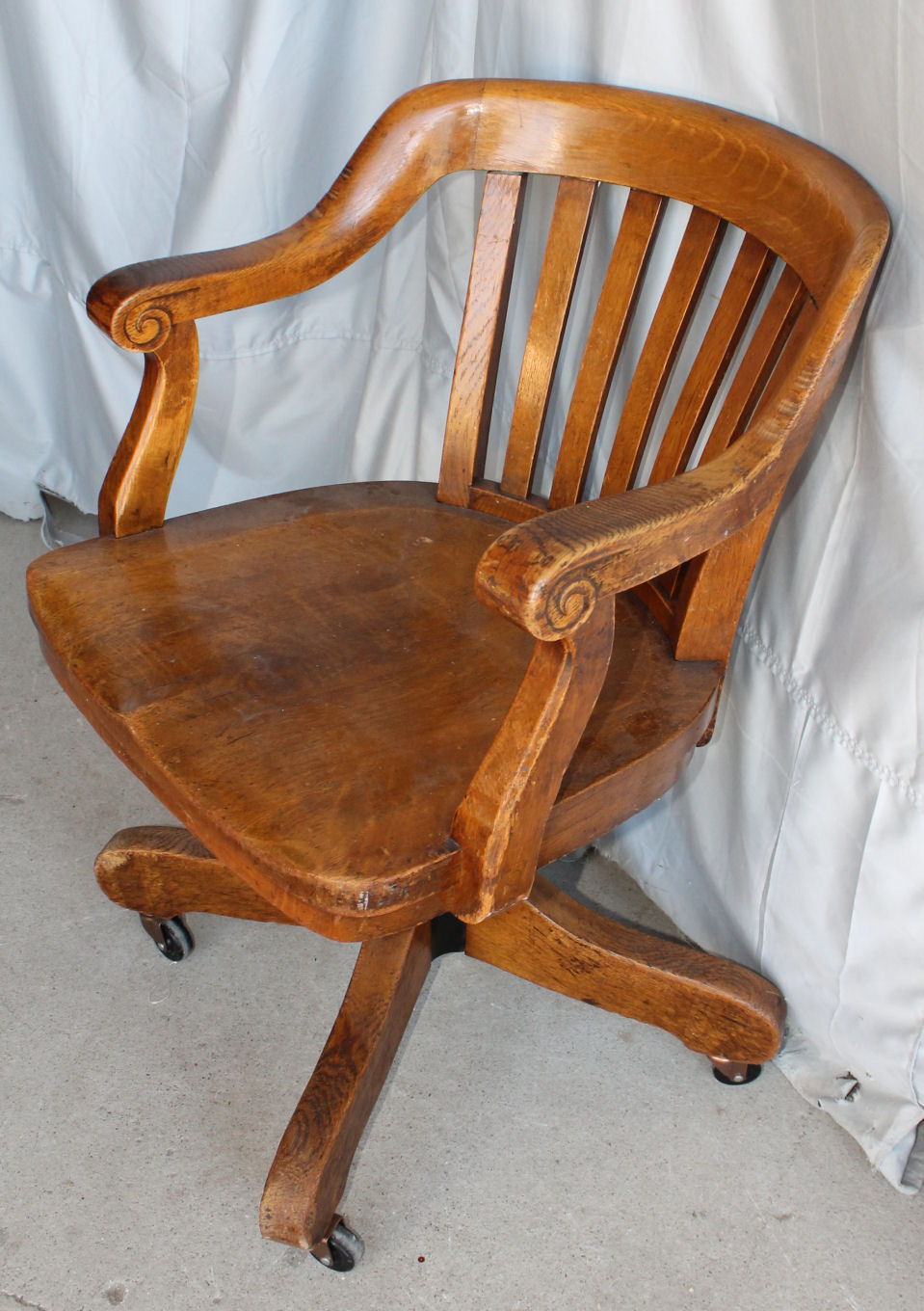 Bargain John's Antiques | Antique Oak swivel Office Chair with arms