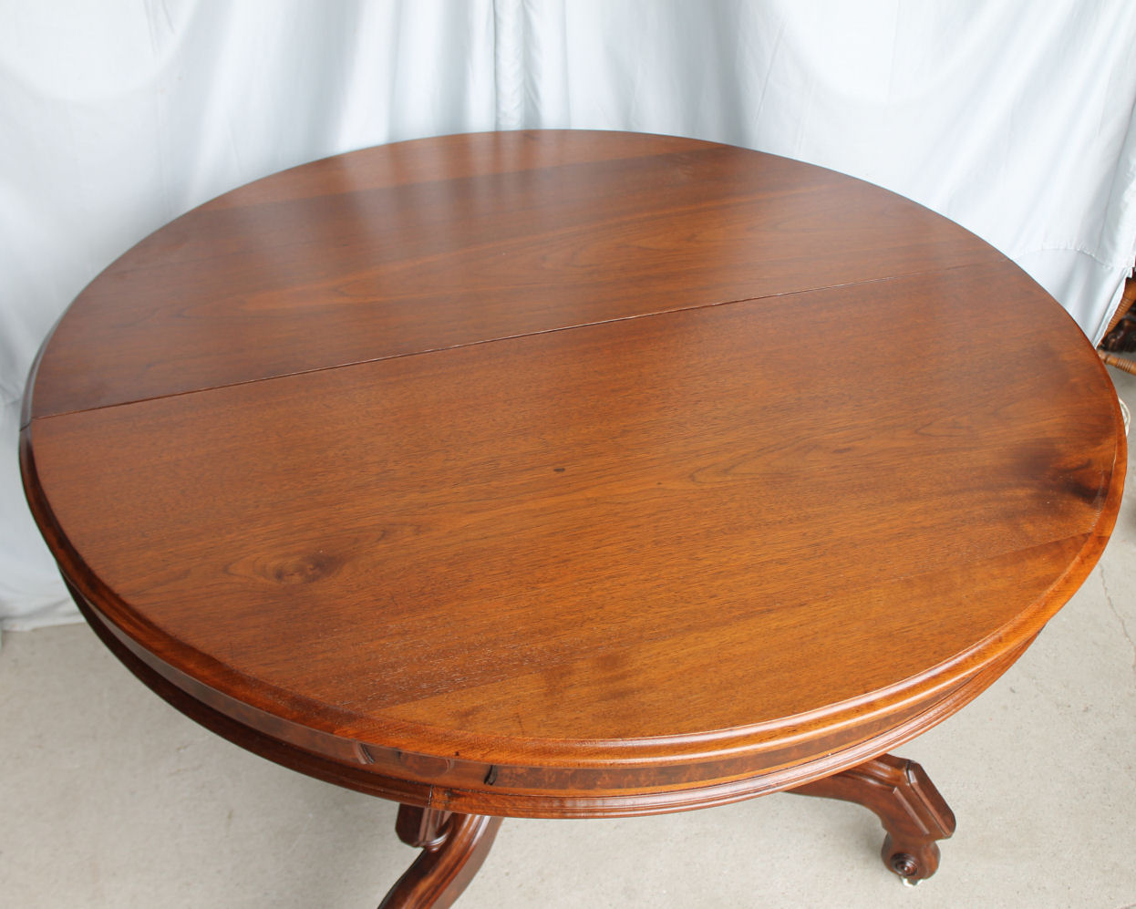 Antique Walnut Round Dining Room Table