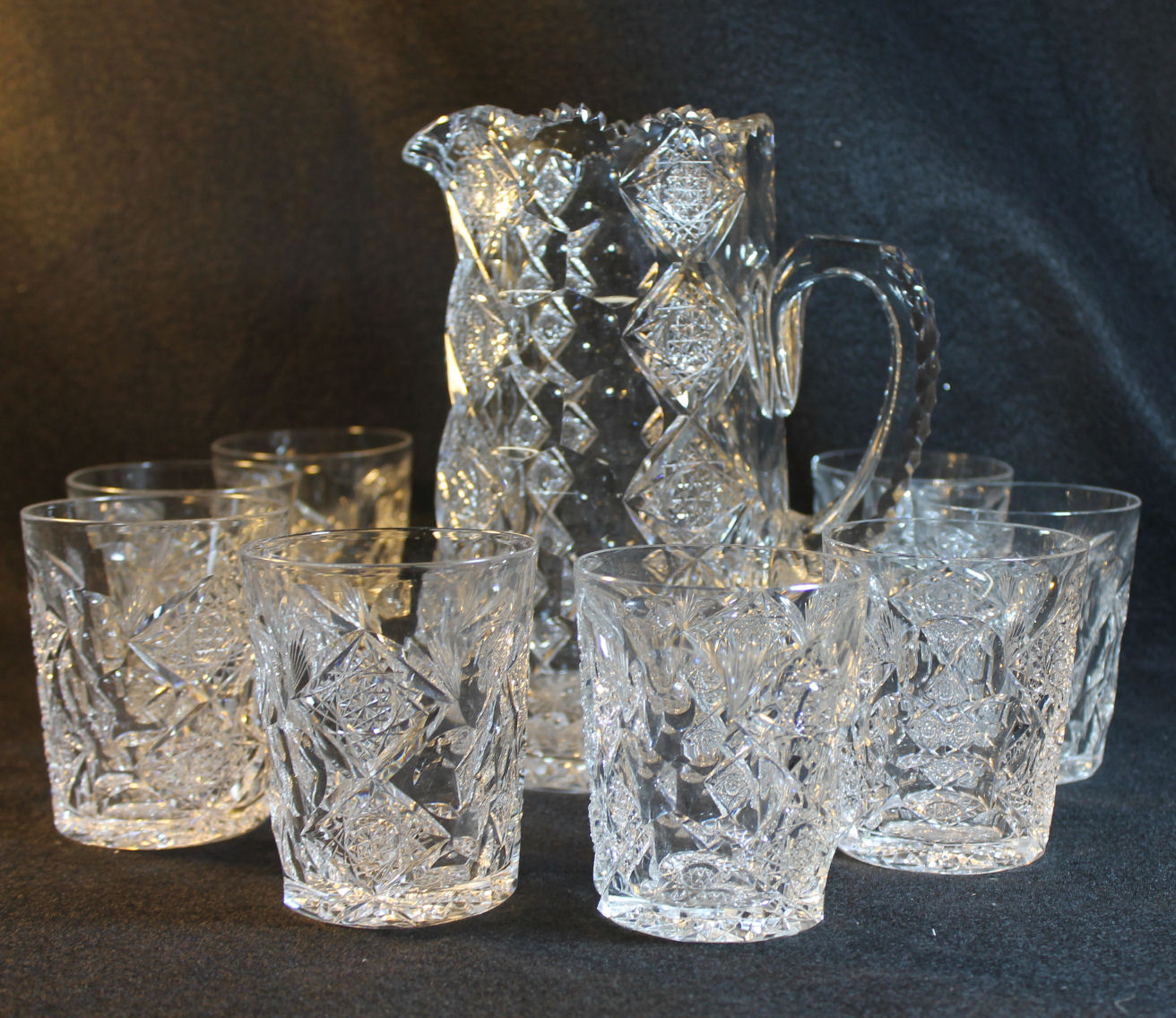 Bargain John's Antiques Brilliant Cut Glass Water Set Signed