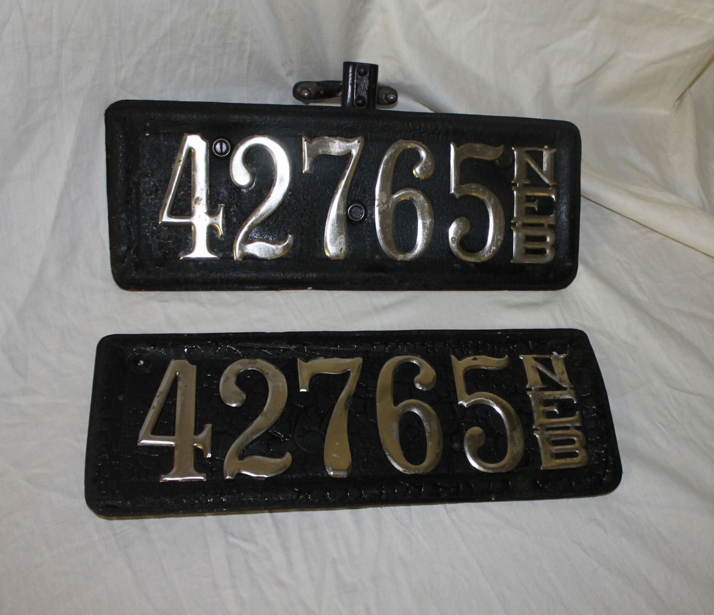 Bargain John's Antiques | Pair of Leather Nebraska License Plates ...