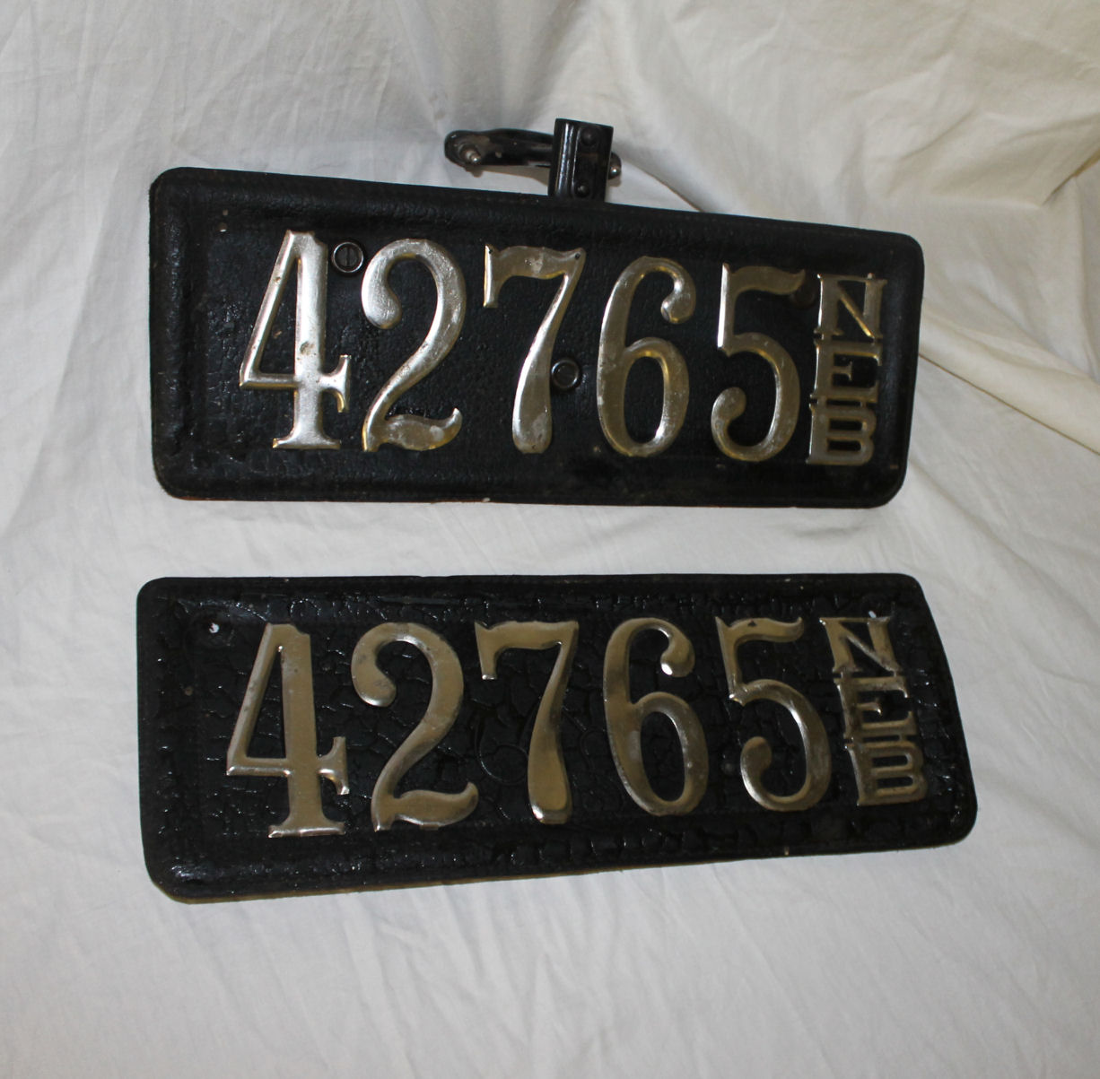 Bargain John's Antiques | Pair of Leather Nebraska License Plates ...