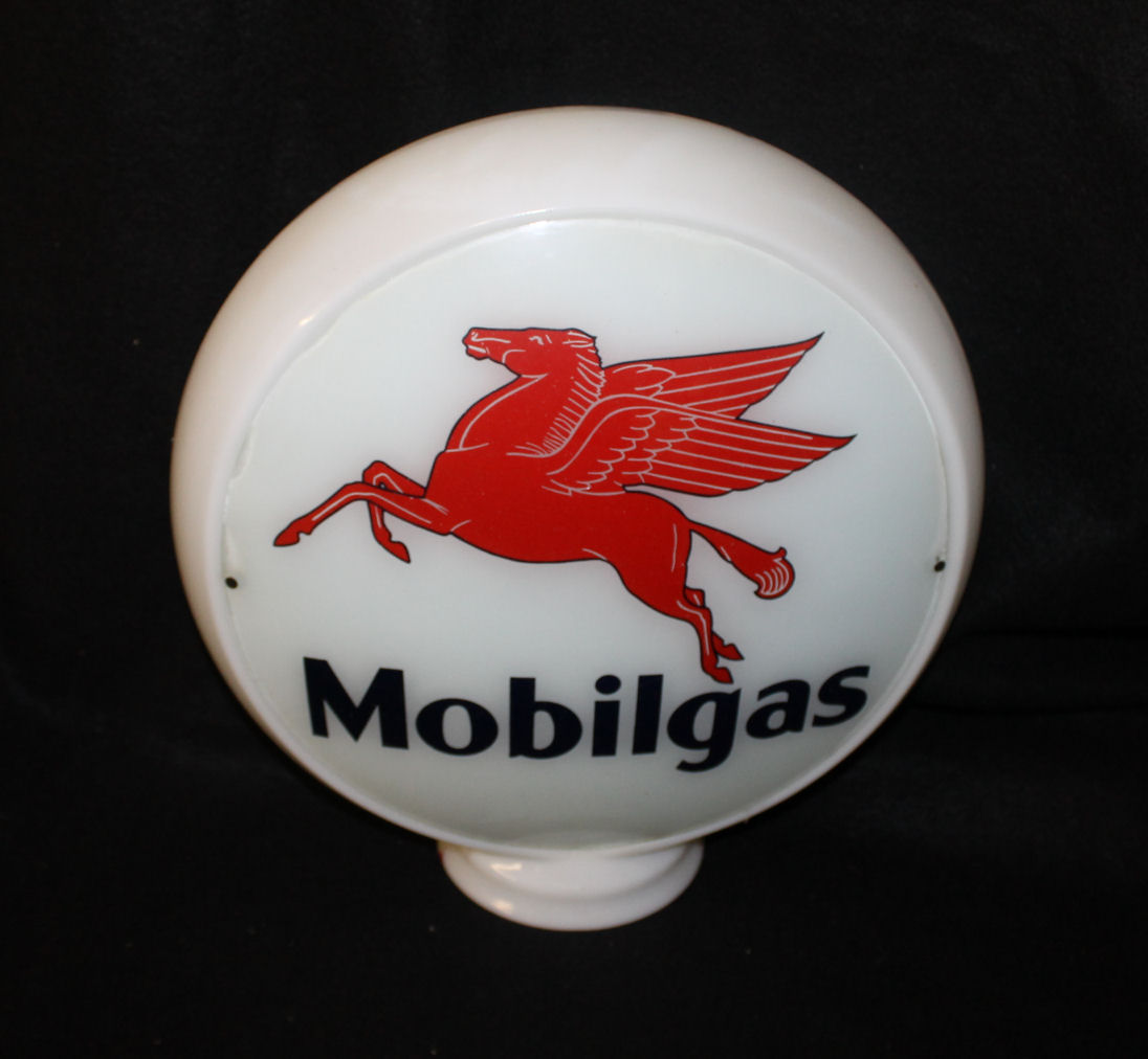 G149 Mobilgas Special 13.5" Gas Pump Globe w/ Red Plastic Body 