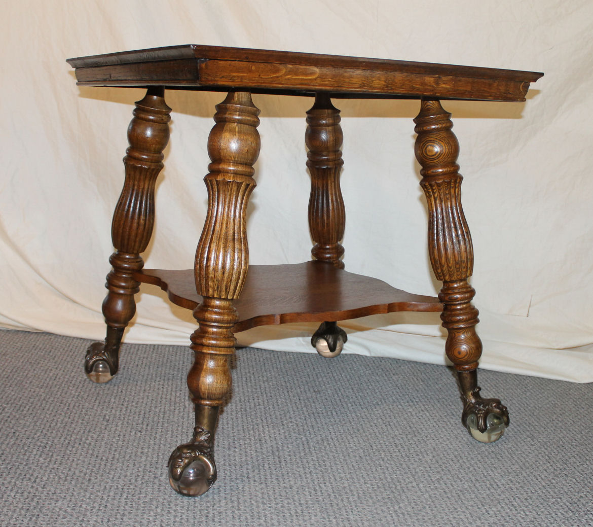 Bargain John's Antiques | Oak Lamp Table with large Claw ...
