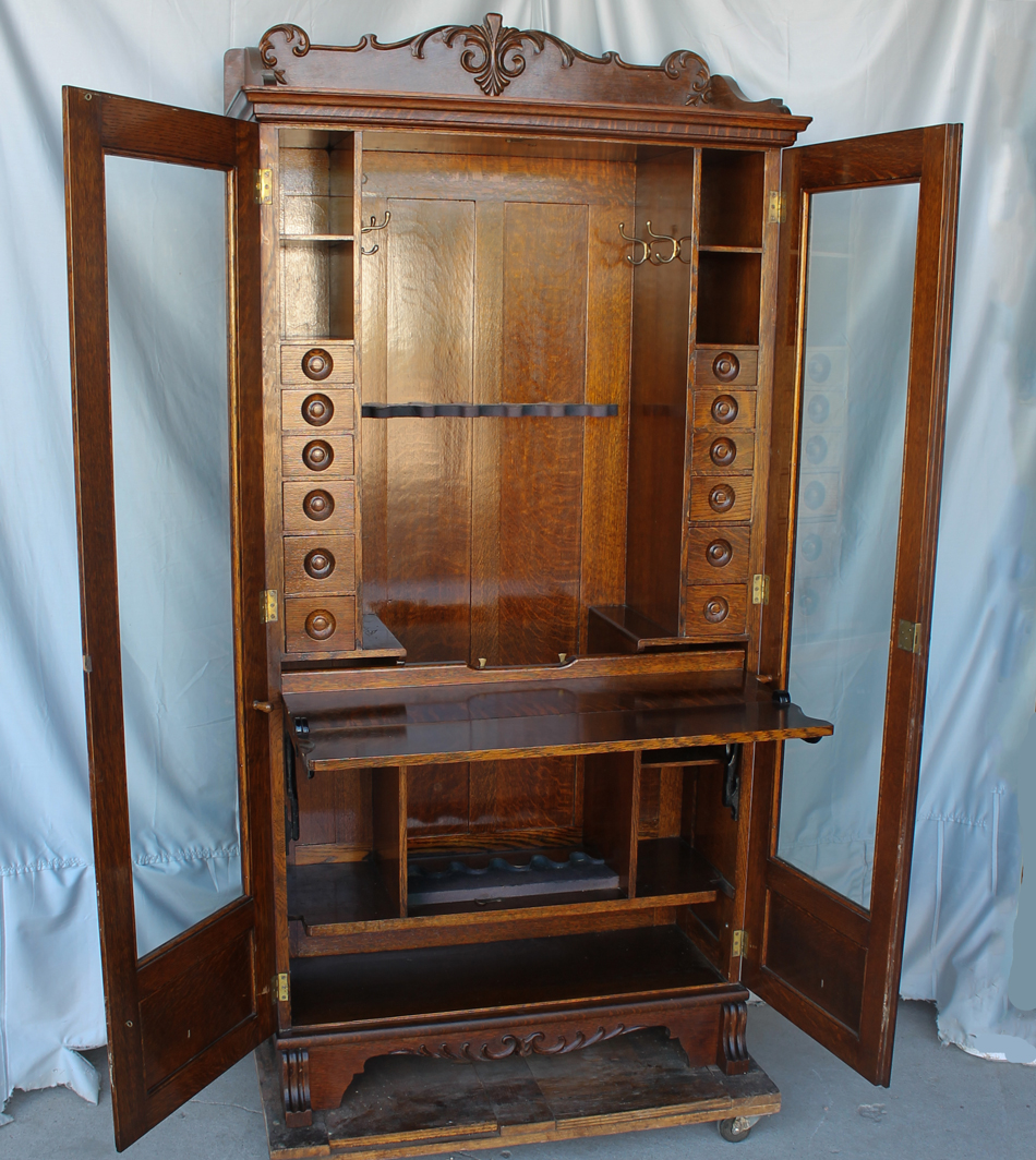 Bargain John's Antiques | Antique Oak Gun Cabinet - Original Finish