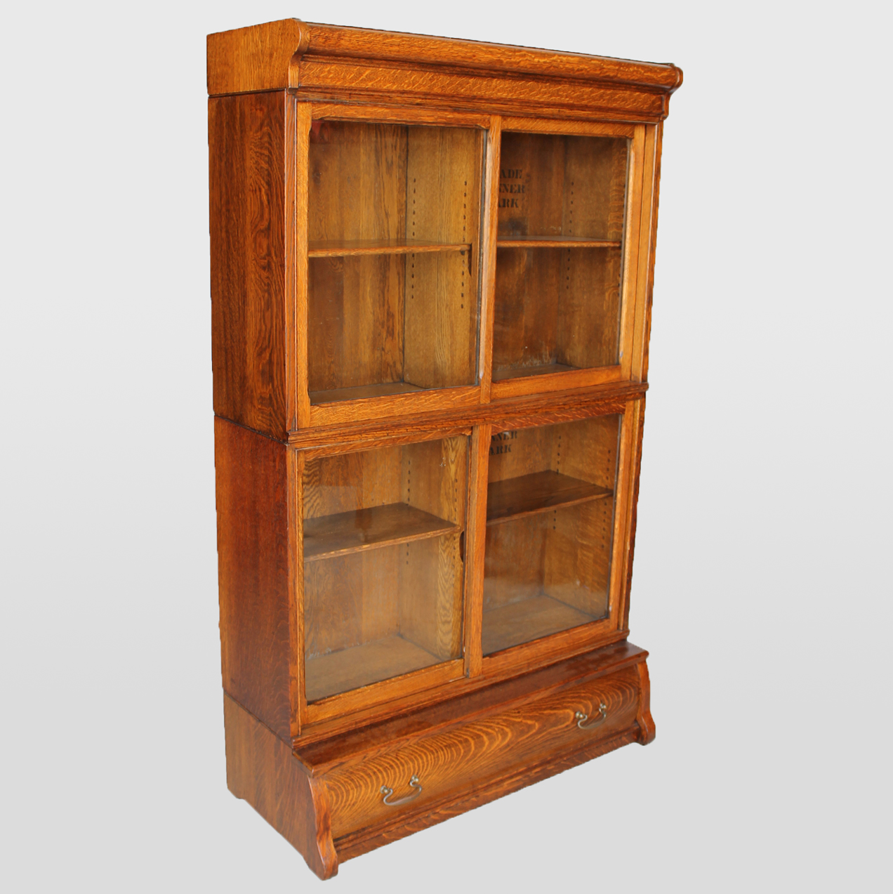 Bargain John S Antiques Oak Bookcase Sliding Doors And Drawer