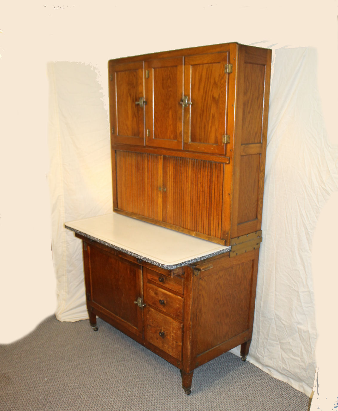 Antiques Oak Hoosier Kitchen Cabinet