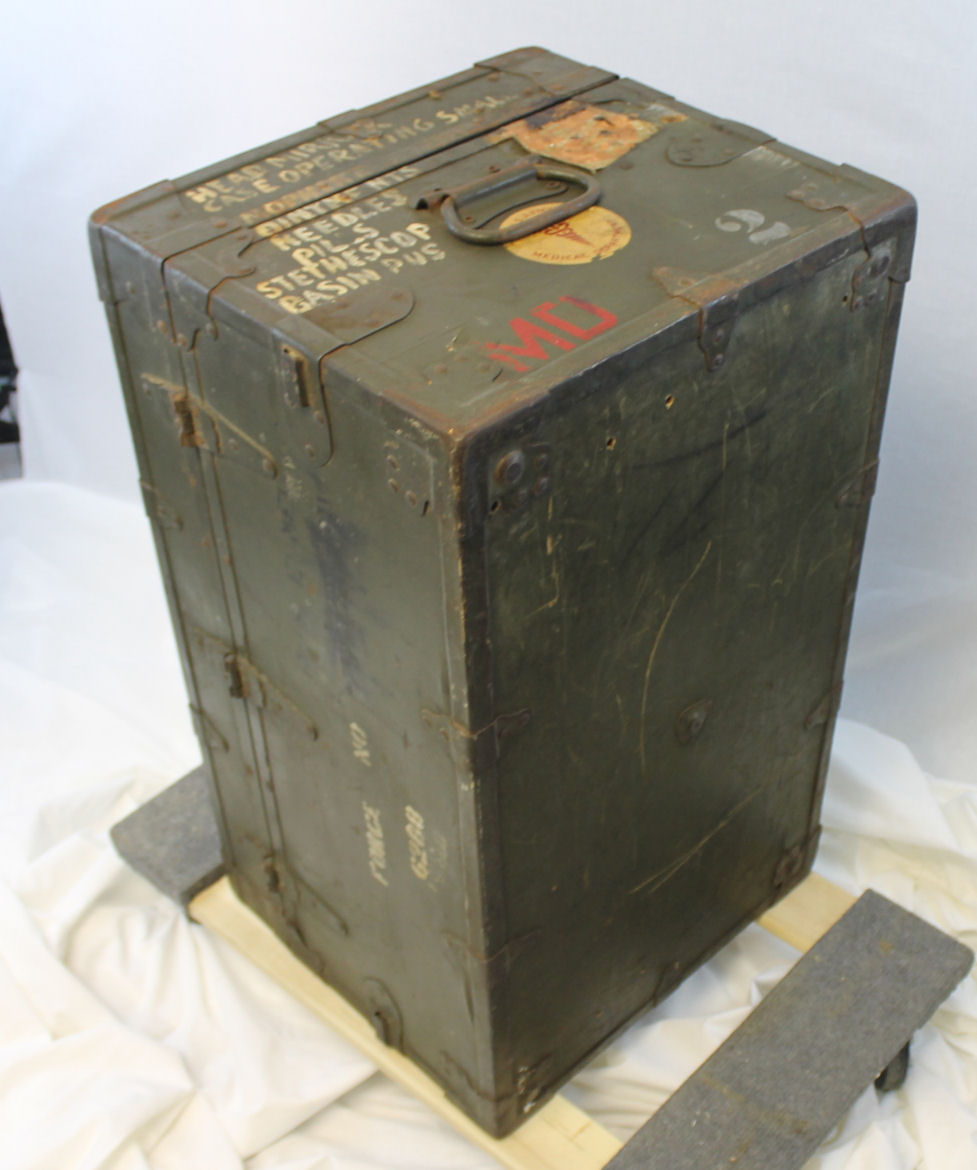 Bargain John's Antiques  Army Military Medical wood Trunk FootLocker -  Bargain John's Antiques