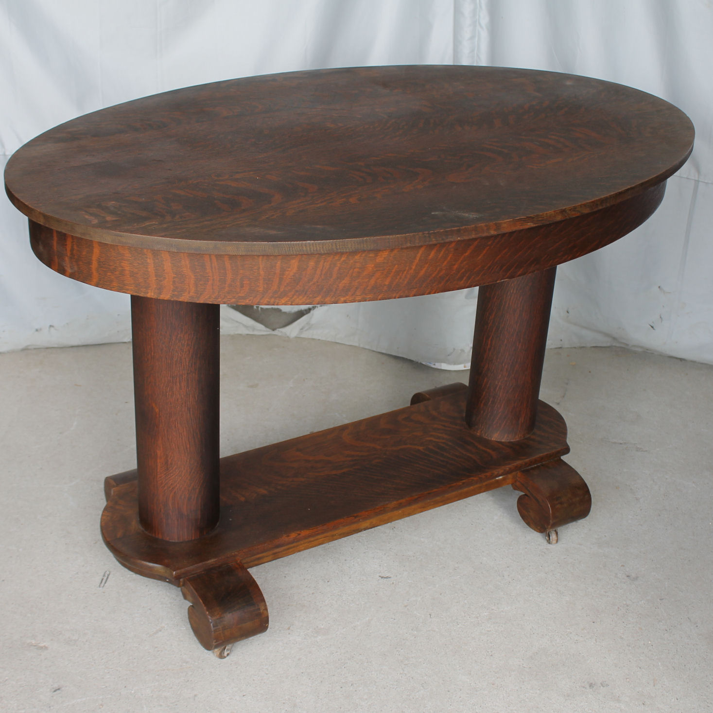 Bargain John's Antiques | Antique Oval Oak Library Table 