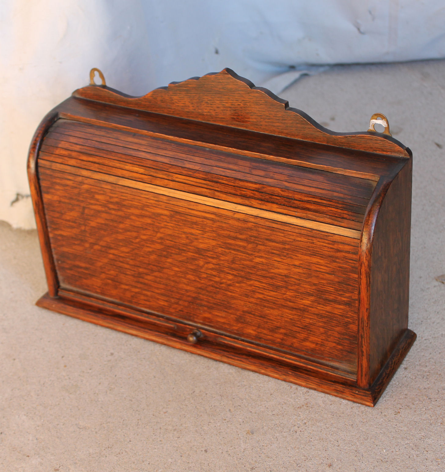 Bargain John S Antiques Hanging Oak Roll Top Storage Cabinet For