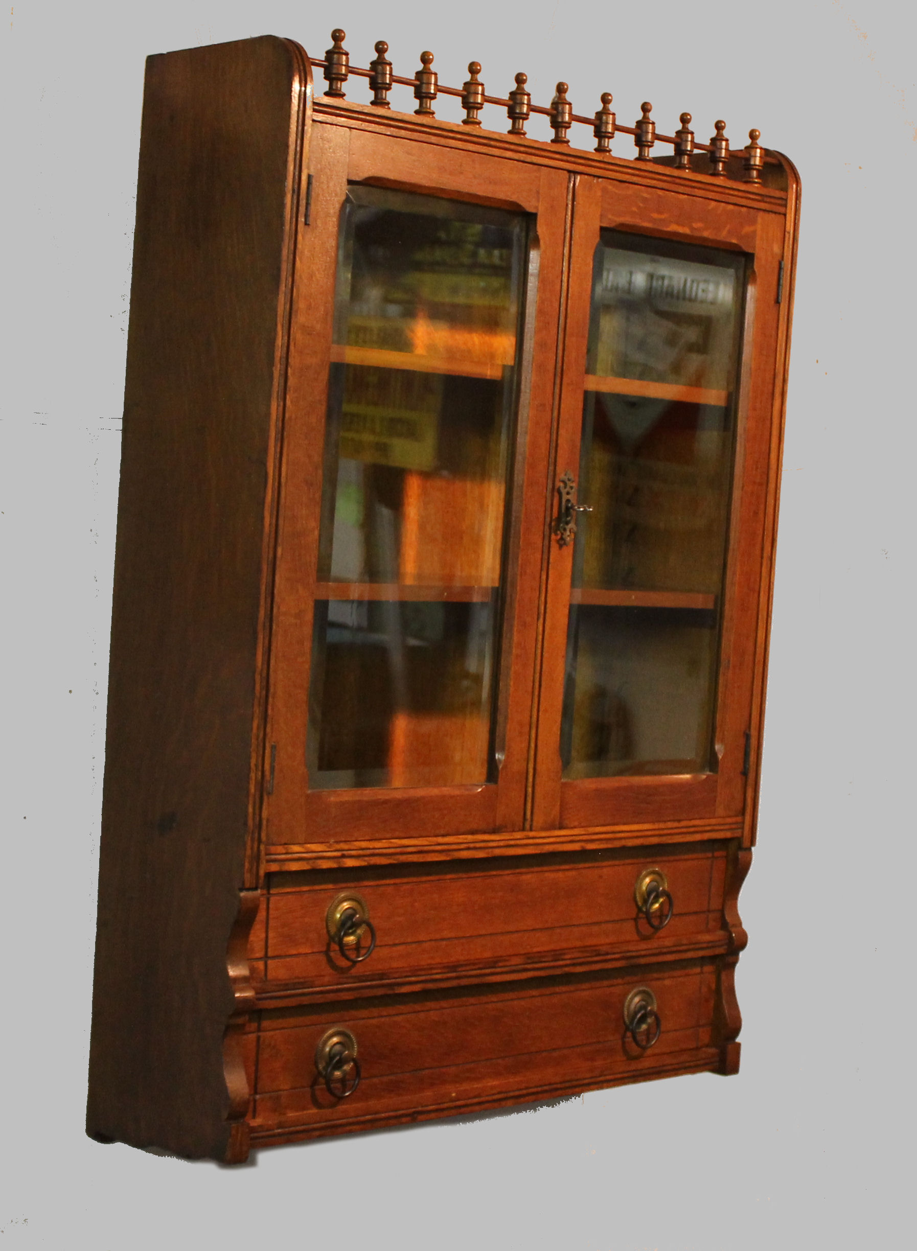 Bargain John S Antiques Antique Oak Wall Curio Cabinet With