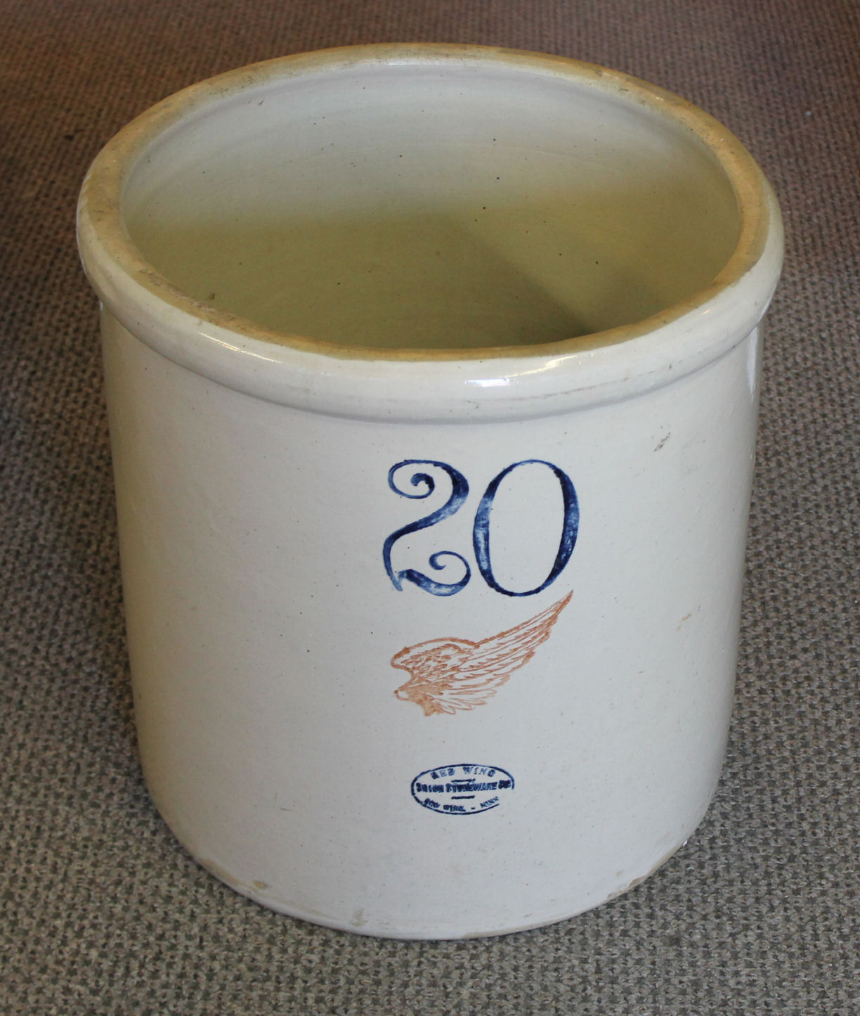 Bargain John's Antiques 20 Gallon Red Wing Stoneware Crock Large