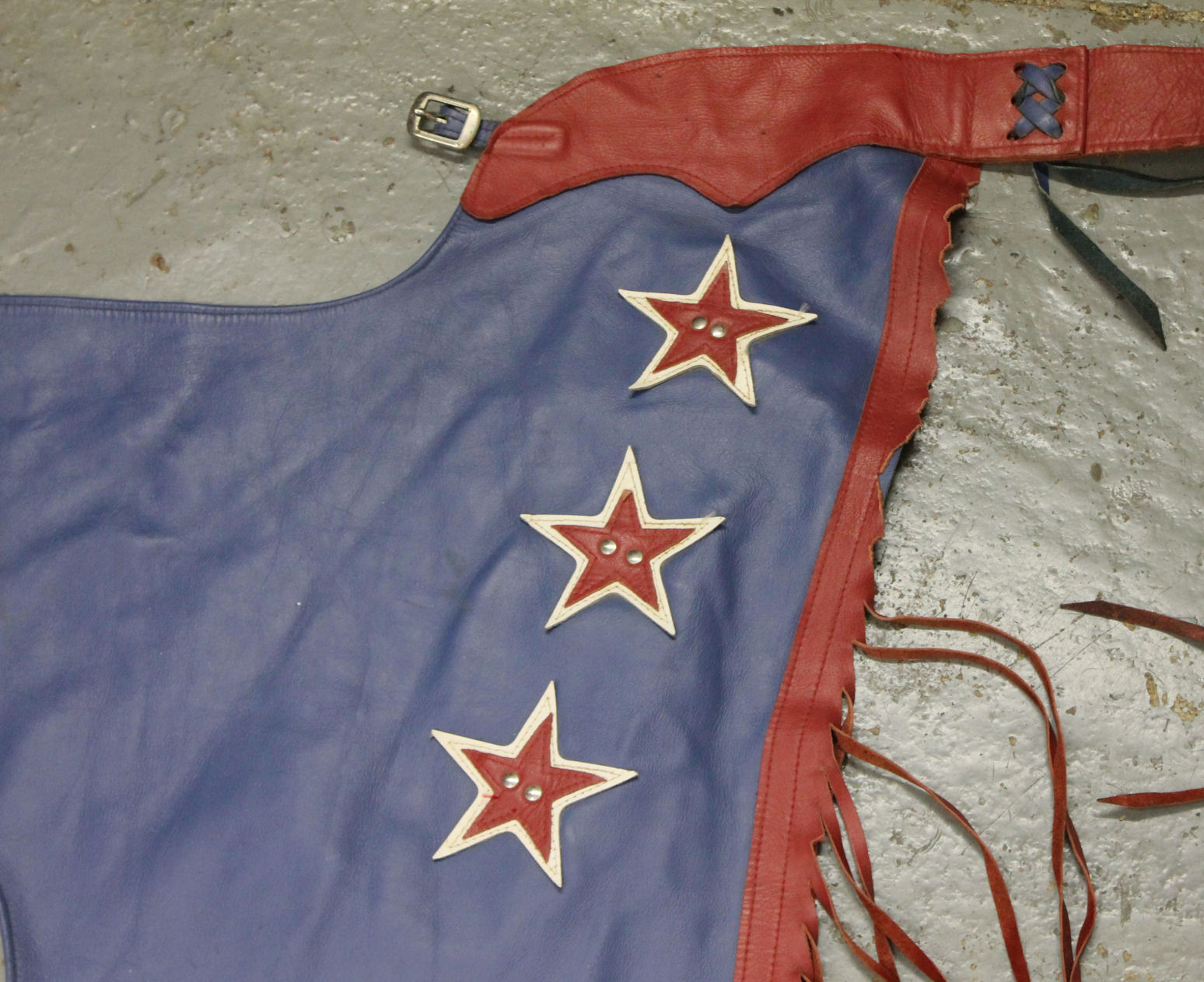 red chaps pants