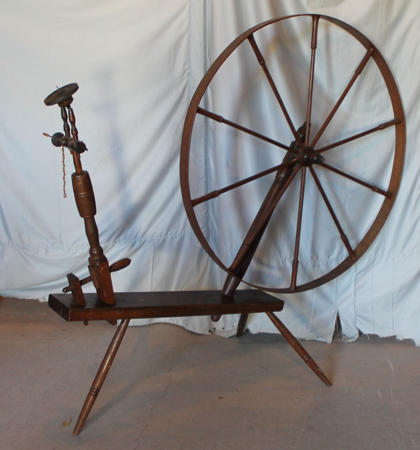 Bargain John's Antiques | Antique Large Wooden Wheel flax ...
