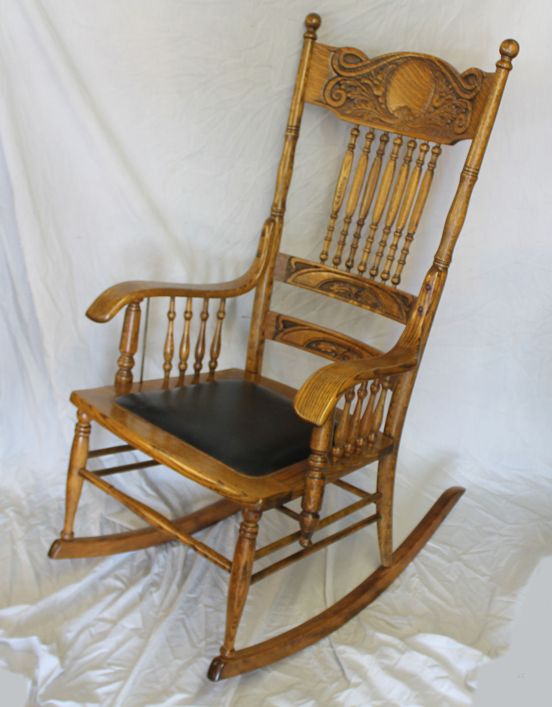 Bargain John's Antiques | Antique Oak Carved back Rocking Chair