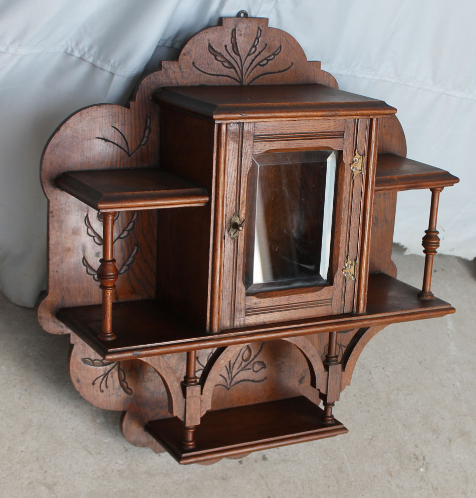 T & S Brass >> Bargain John's Antiques | Victorian Oak wall shelf with beveled glass door - Original finish ... T & S Brass >> Bargain John's Antiques | Victorian Oak wall shelf with beveled glass door - Original finish ...