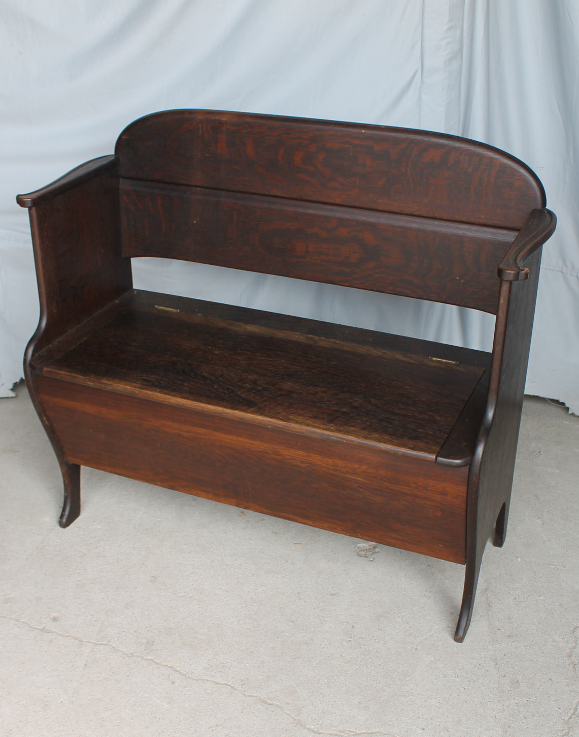 Bargain John's Antiques Antique Oak Bench with hinged seat