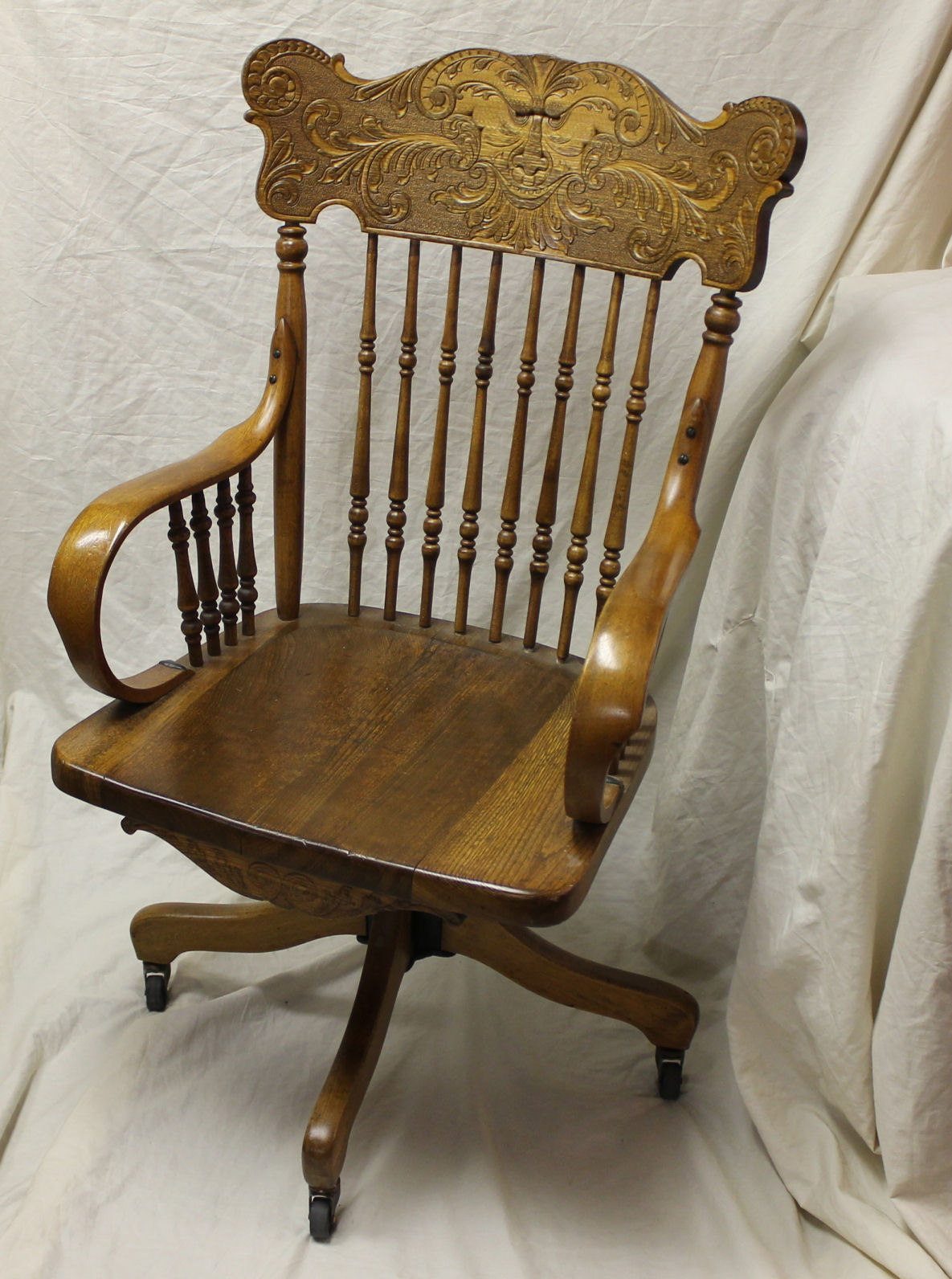 Bargain John S Antiques Armed Office Chair With Old Man Winter