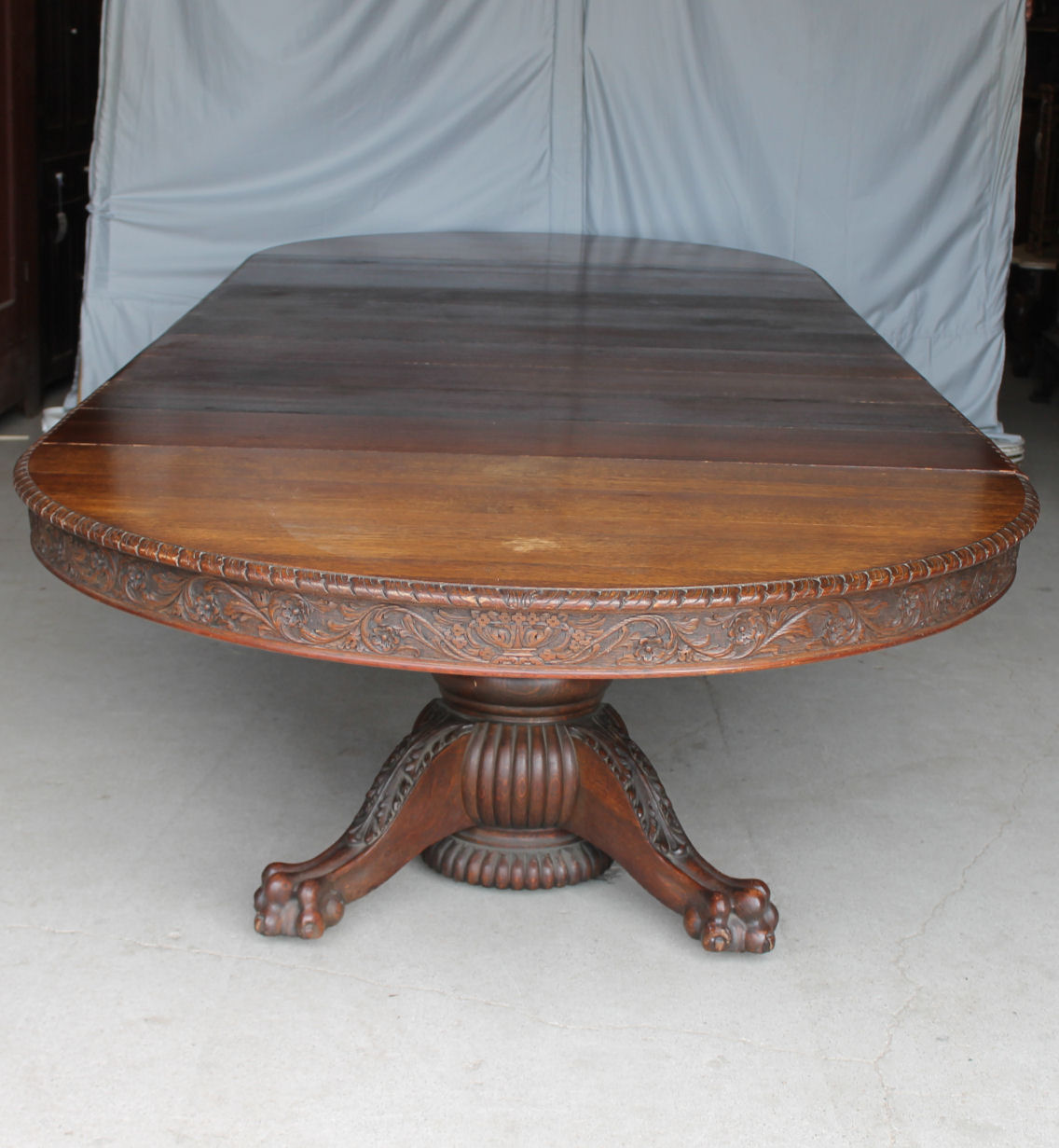 Round Oak Dining Table, Antique Round End Table With Claw Feet