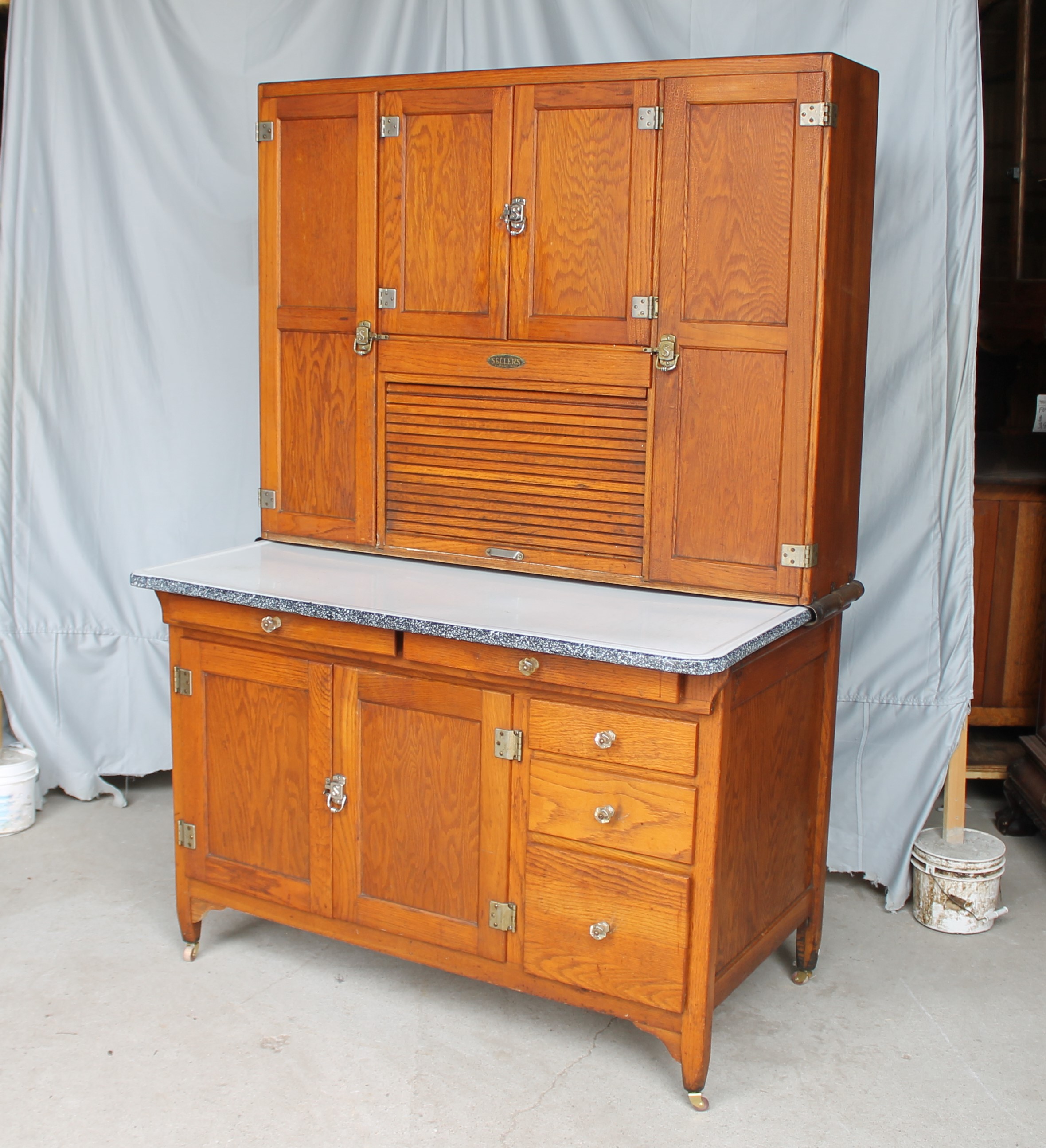 Bargain John S Antiques Antique Oak Seller S Kitchen Cabinet
