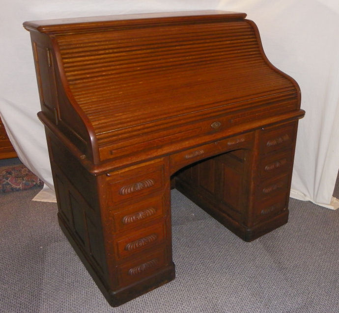 Bargain John S Antiques Antique Oak Roll Top Desk Beveled Panels Antique Oak Roll Top Desk Beveled Panels Nice Interior With Hinged Sides