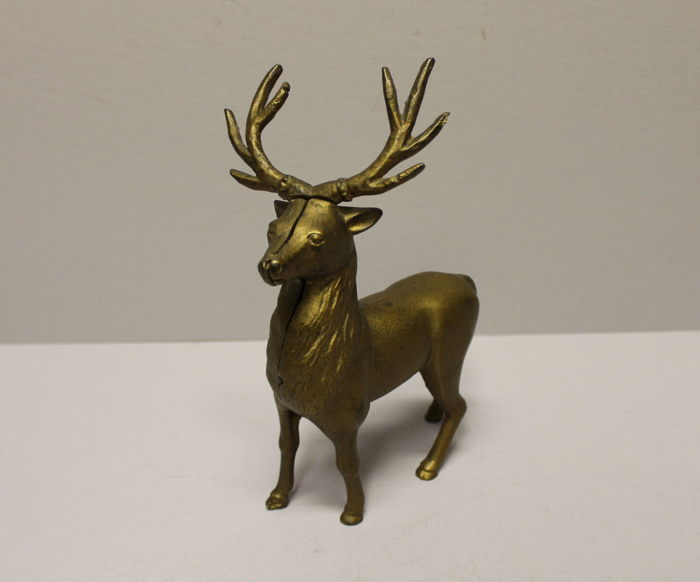 Large Elk Deer Cast Iron 12x10" Coin Bank Statue Figurine Decor 