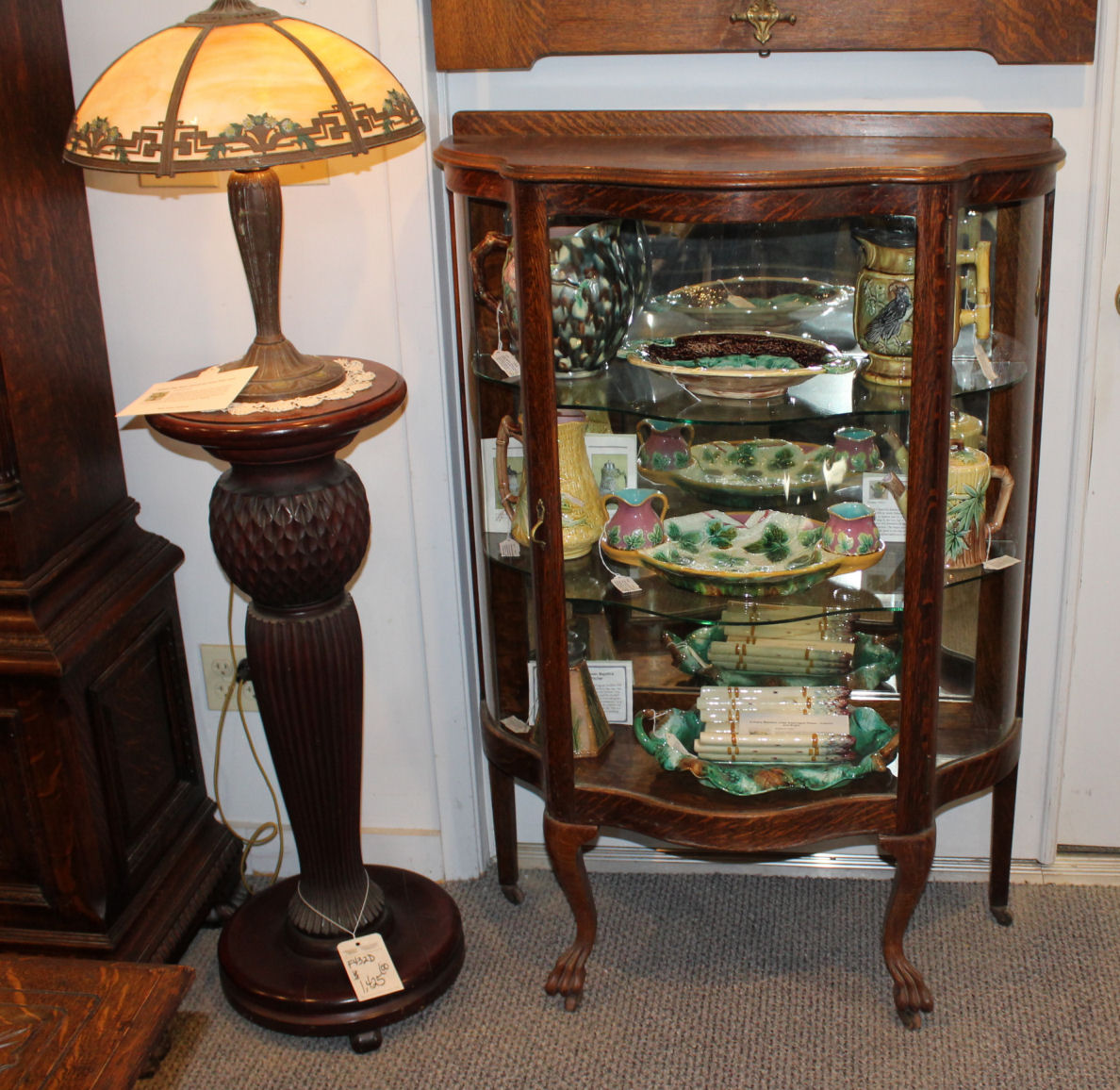 Bargain John S Antiques Antique Oak Serpentine Shape Curio China