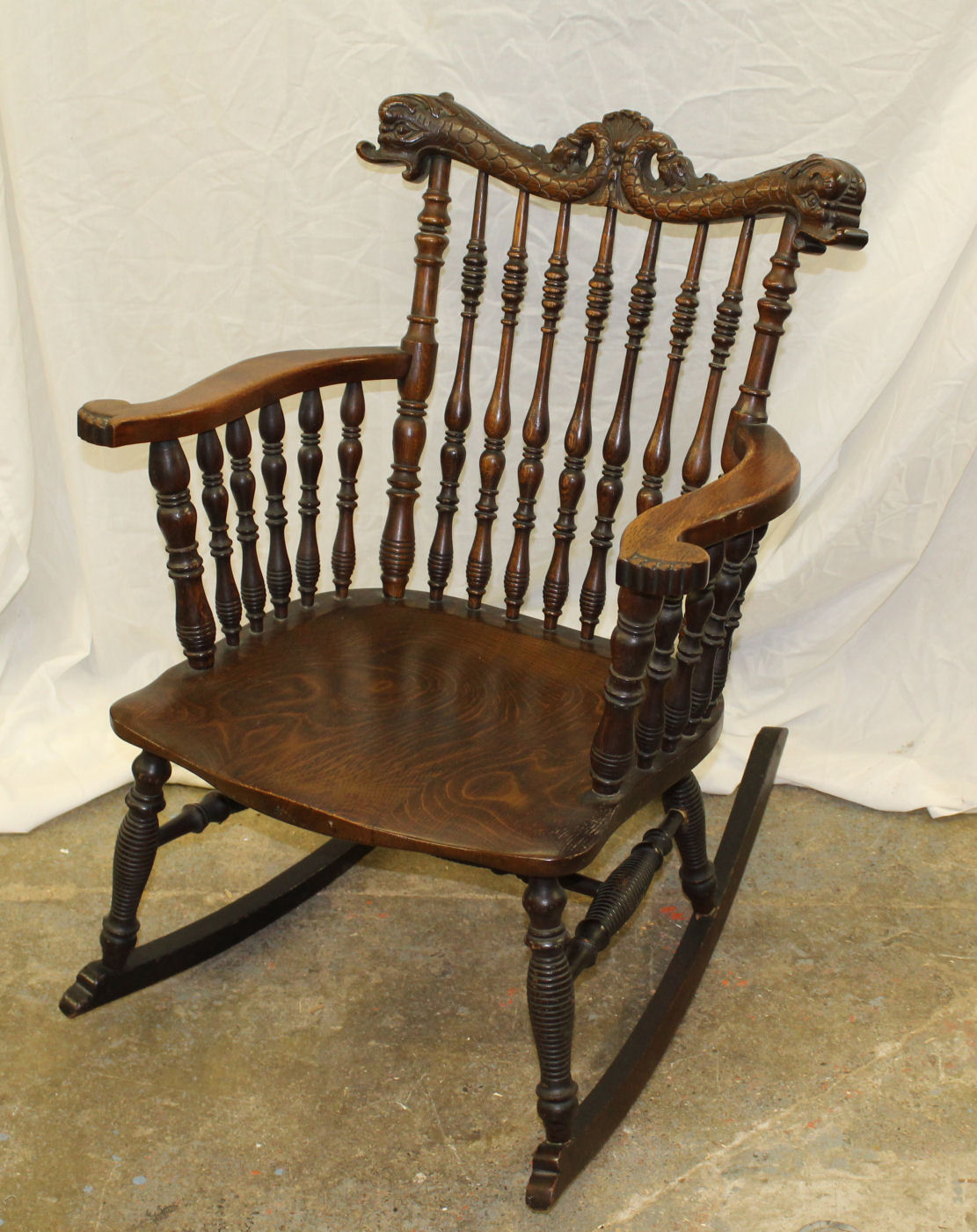 Bargain John's Antiques | Victorian Antique Oak Rocking Chair - Turned