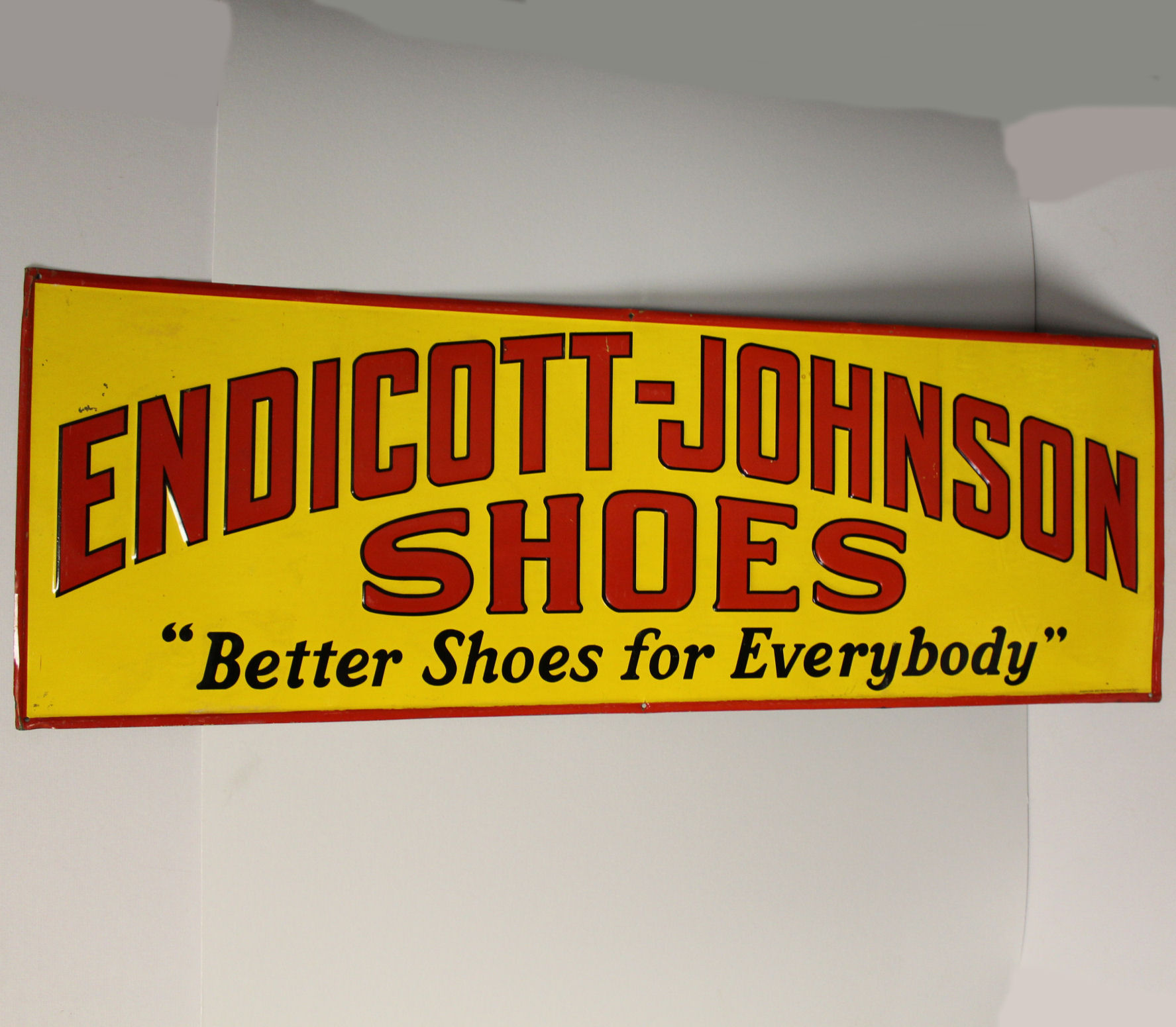 Vintage New Old Stock Endicott Johnson Shoes Store Display Sign for Boot Shoe 
