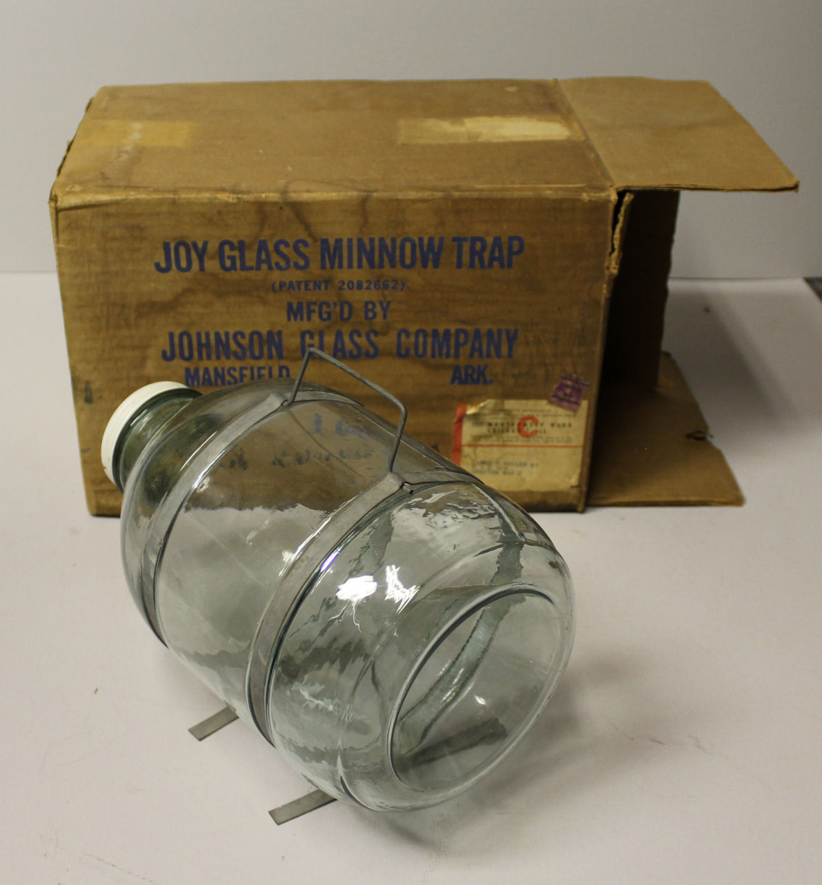 Bargain John's Antiques  Glass Joy Fishing Minnow Trap with original box -  Bargain John's Antiques