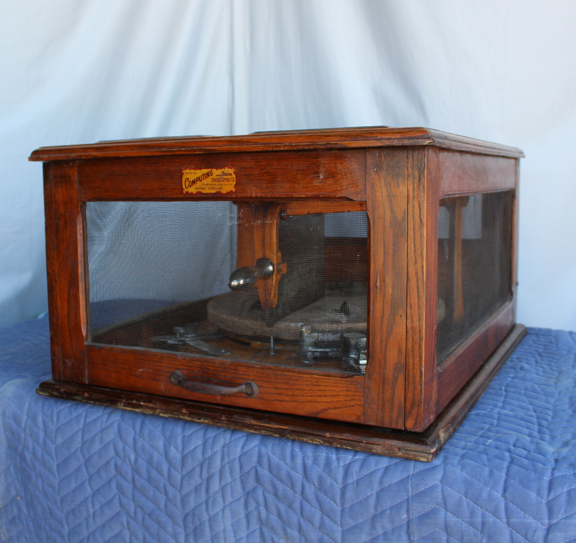 1904 Antique American Computing Co Perfection Cheese Wheel Cutter Butcher  Block