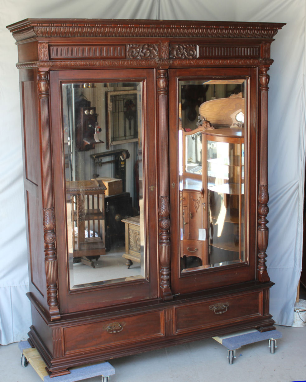 Bargain John S Antiques Victorian Large Mahogany Mirrored