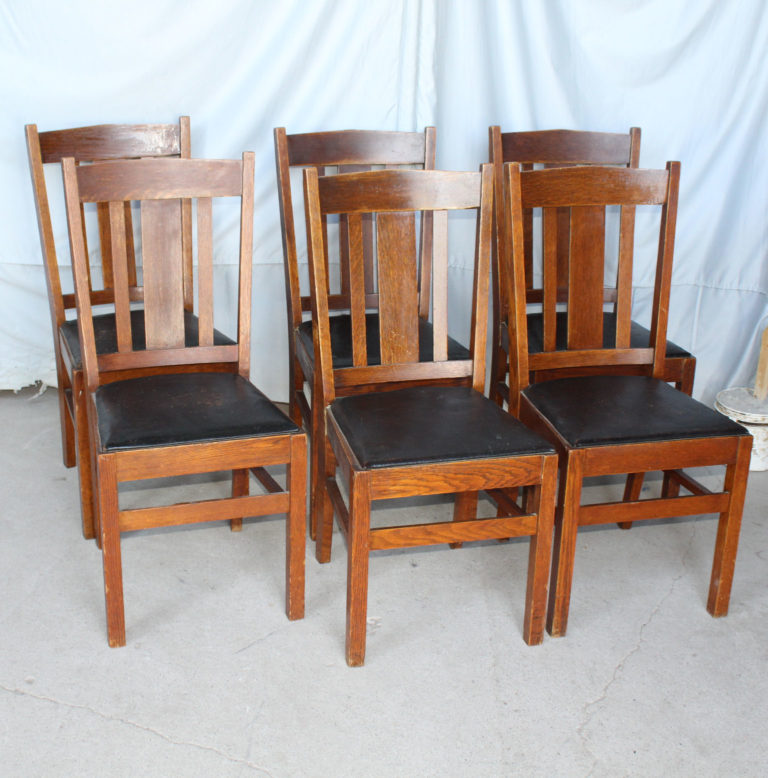 Bargain John's Antiques | Antique Mission Oak Dining Chairs Set of Six