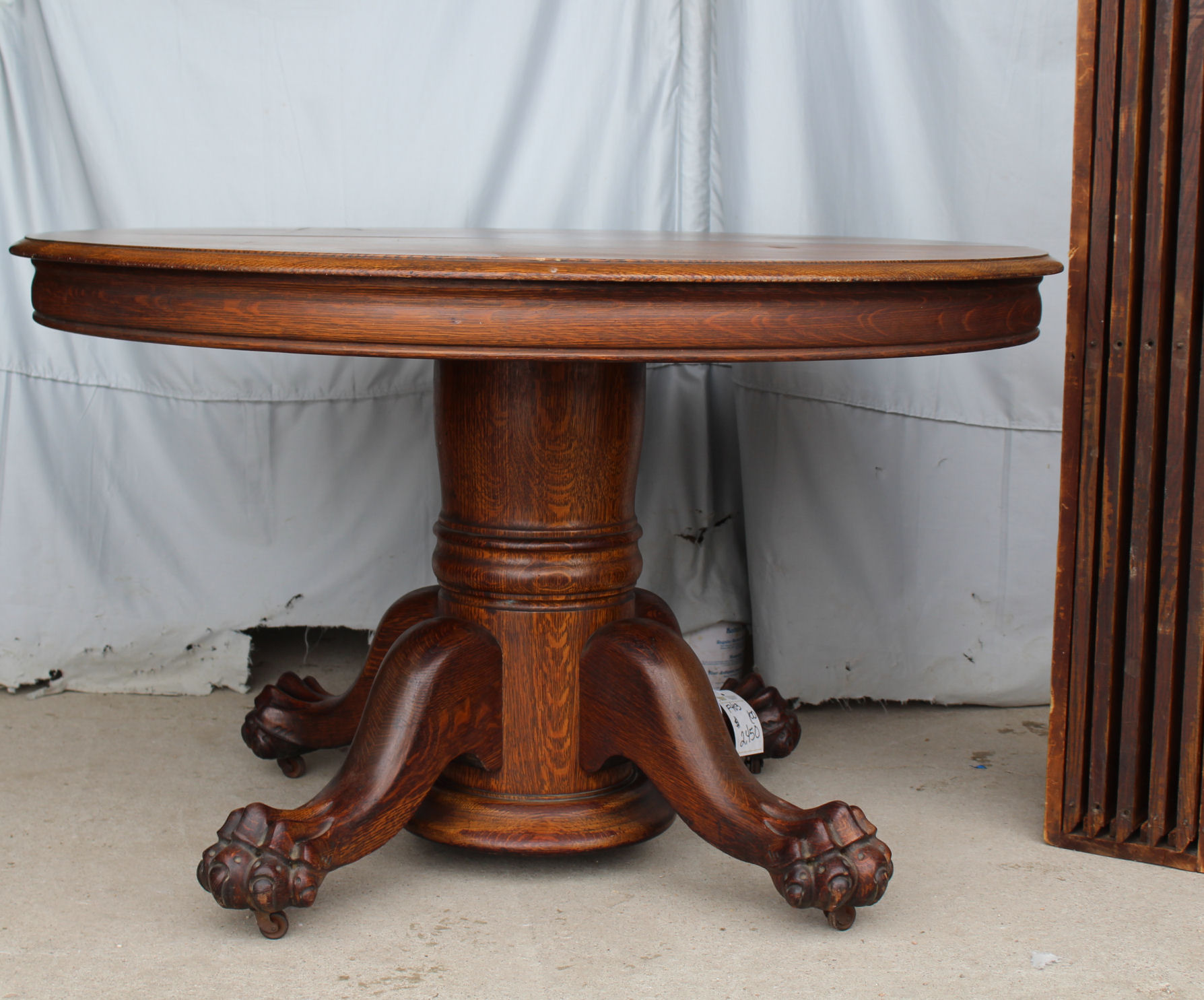 vintage kitchen claw foot round dinette table with glass top