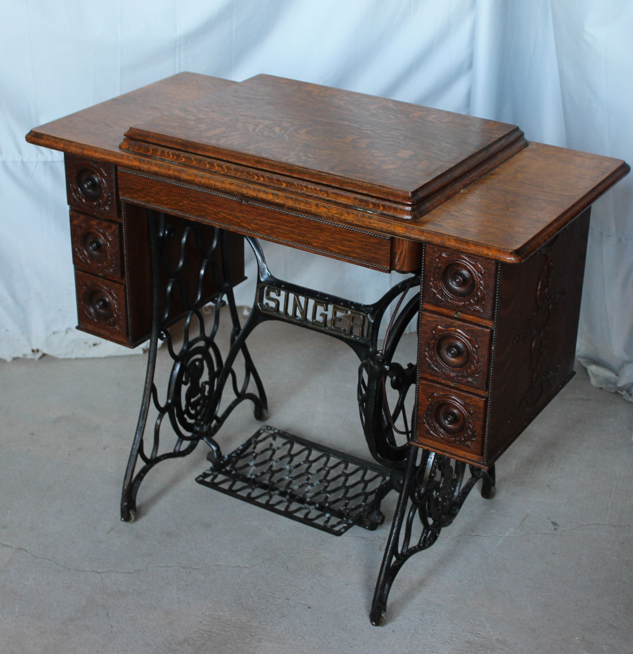Bargain John S Antiques Antique Oak Singer Sewing Treadle