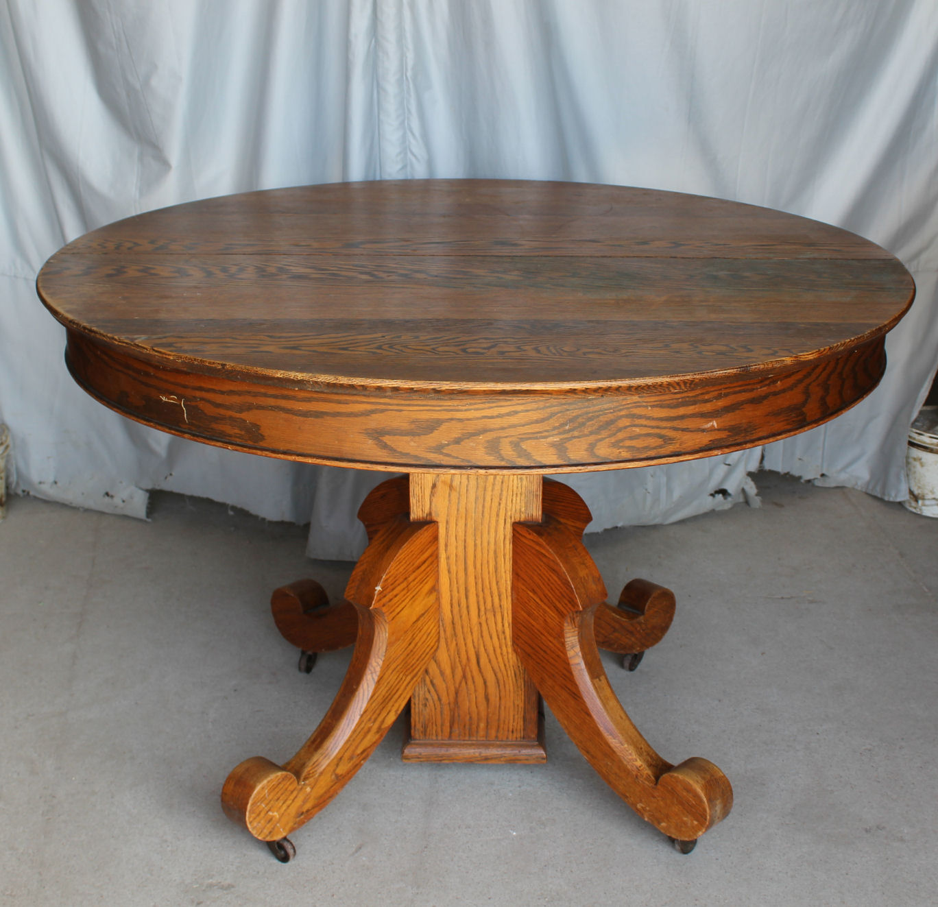 Antique Round Oak Dining Table, Vintage Round Oak Table And Chairs