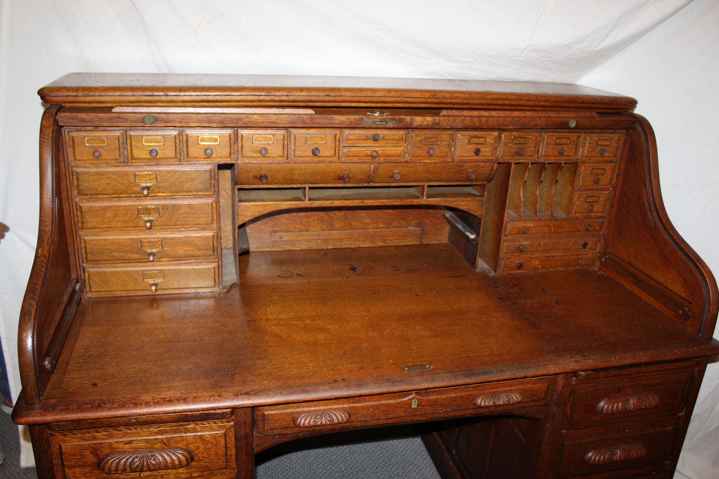 Bargain John S Antiques Antique Oak Roll Top Desk 60 Inch Wide Bargain John S Antiques